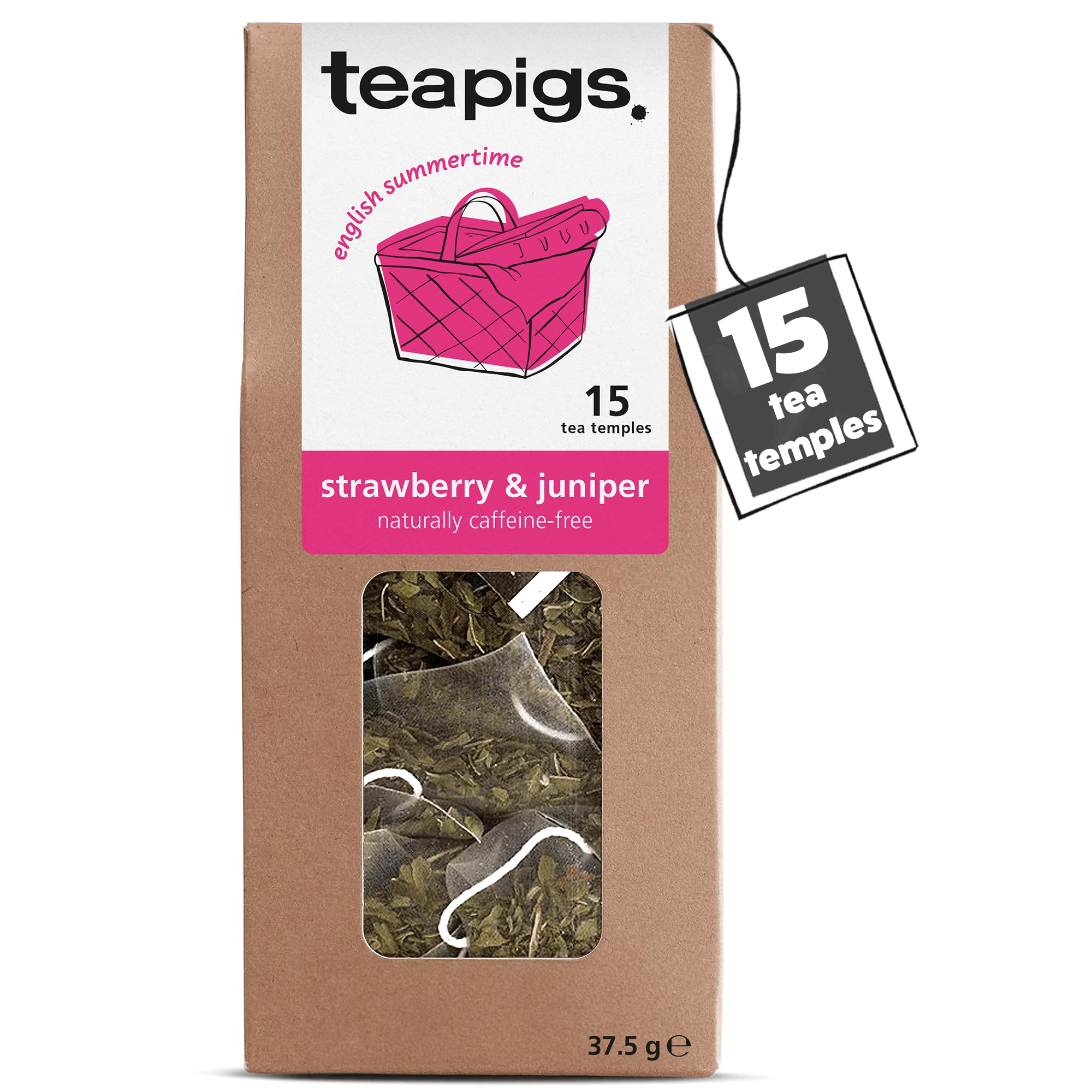 teapigs - Erdbeer-Wacholder-Tee koffeinfrei Früchteteebeutel mit Hibiskus