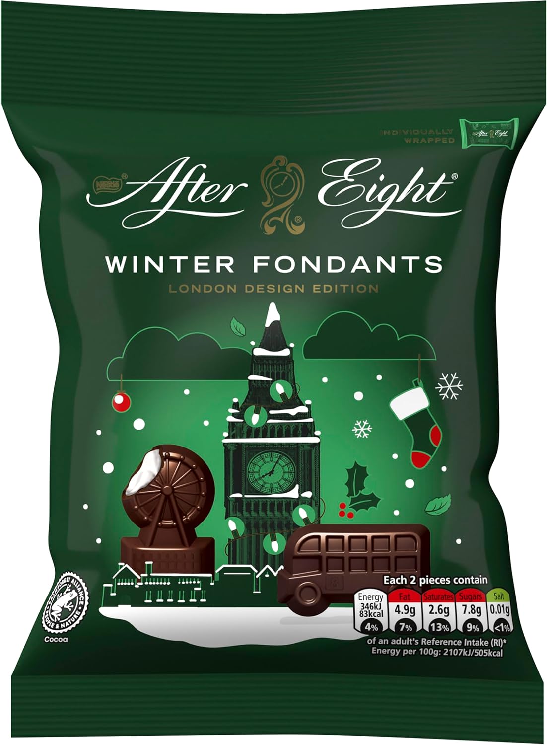 After Eight Winter Fondants Dark Mint Chocolate Bag, 57g