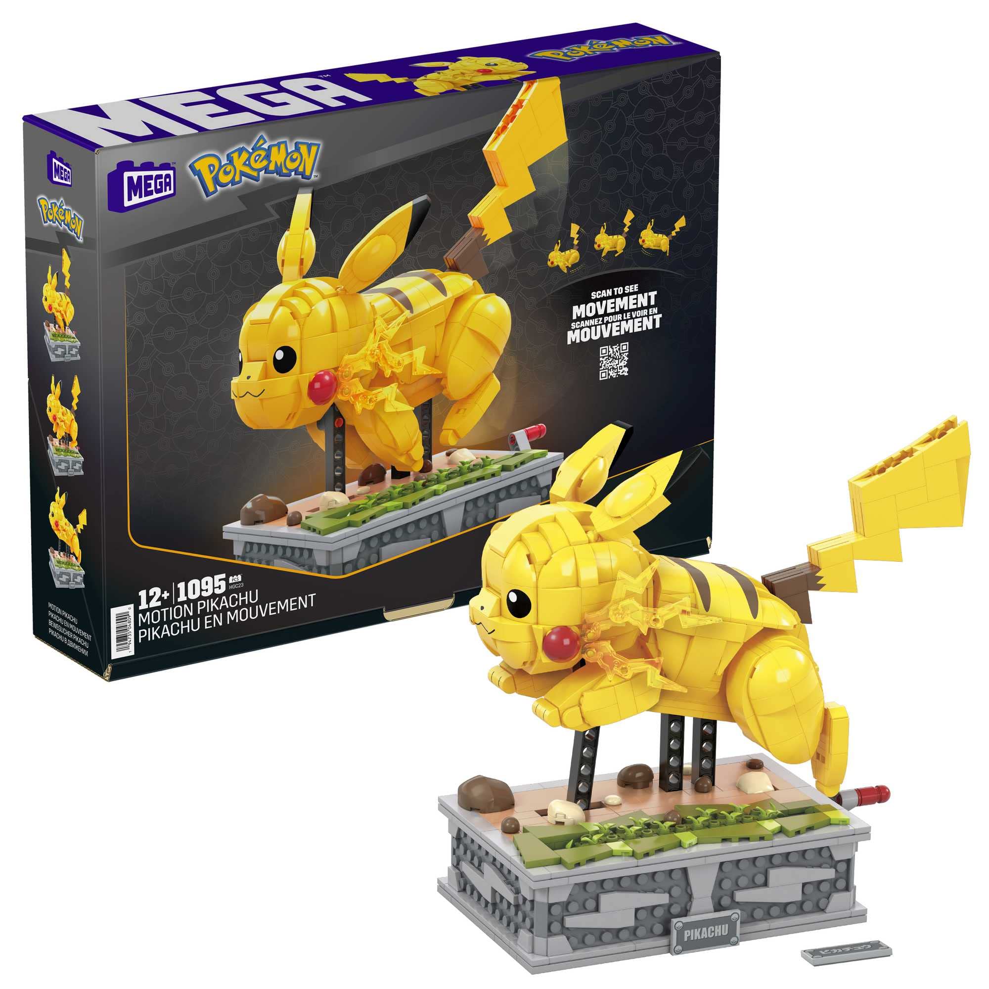 MEGA Pokémon Motion Pikachu Action Figure - 1095-Piece Building Set for Ages 12+