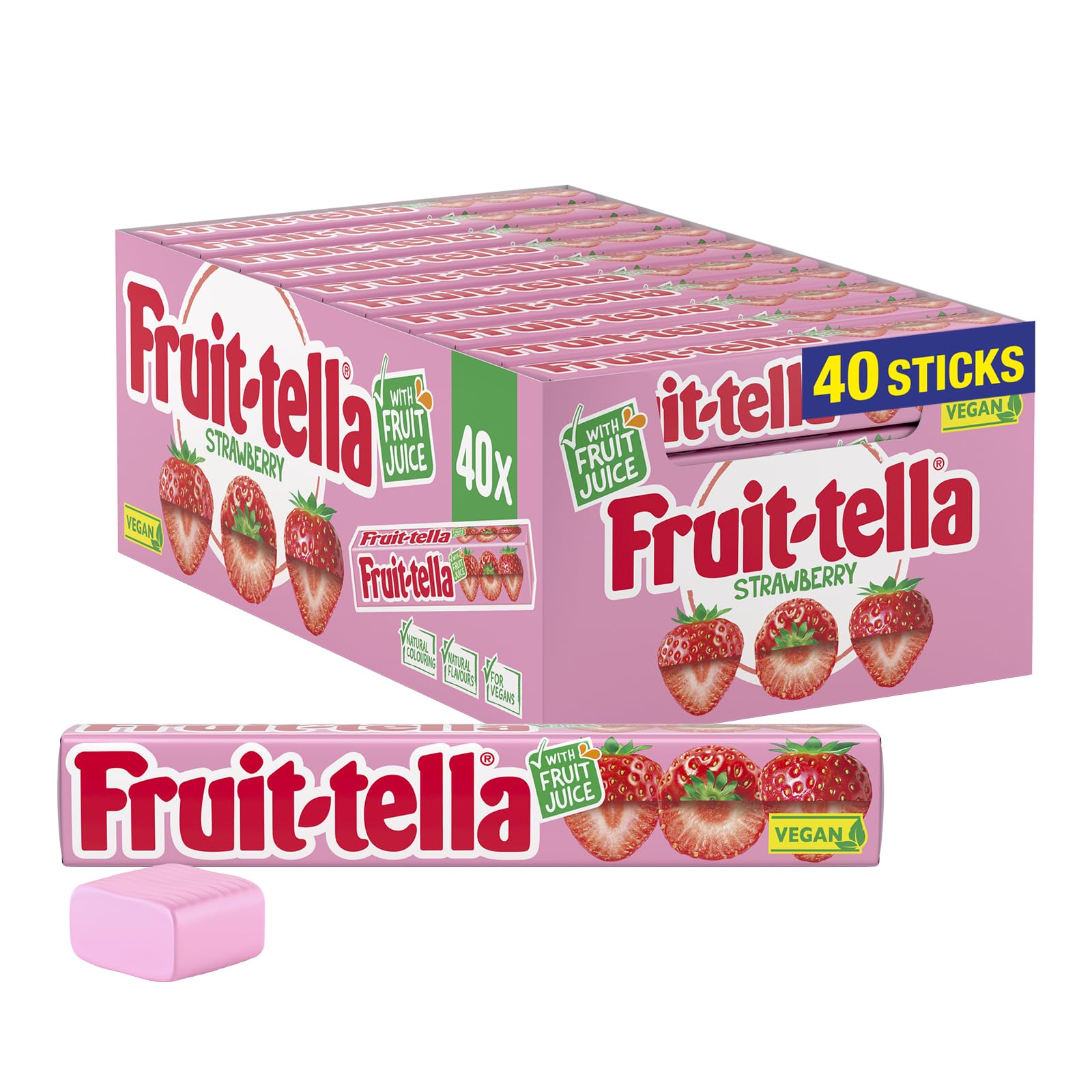 Fruittella Simply Strawberry Soft Chews - Vegan, Gluten-Free Fruit Flavoured Party Sweets