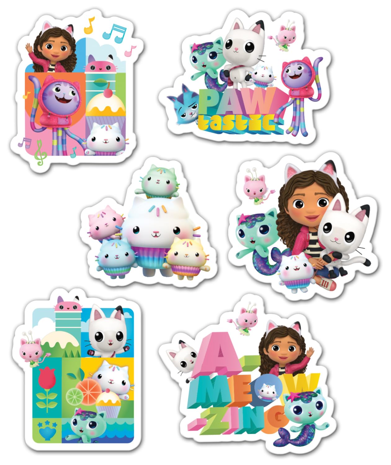Gabby's Dollhouse Sticker Pack - 3 Types of Reusable Foil & Die-Cut Stickers for Kids