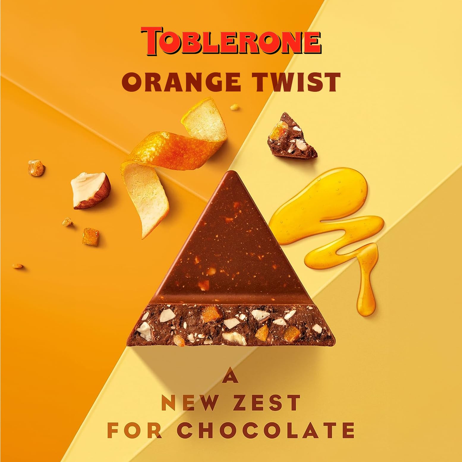 TOBLERONE Orange Twist Swiss Milk Chocolate Bar with Honey & Almond Nougat 360g