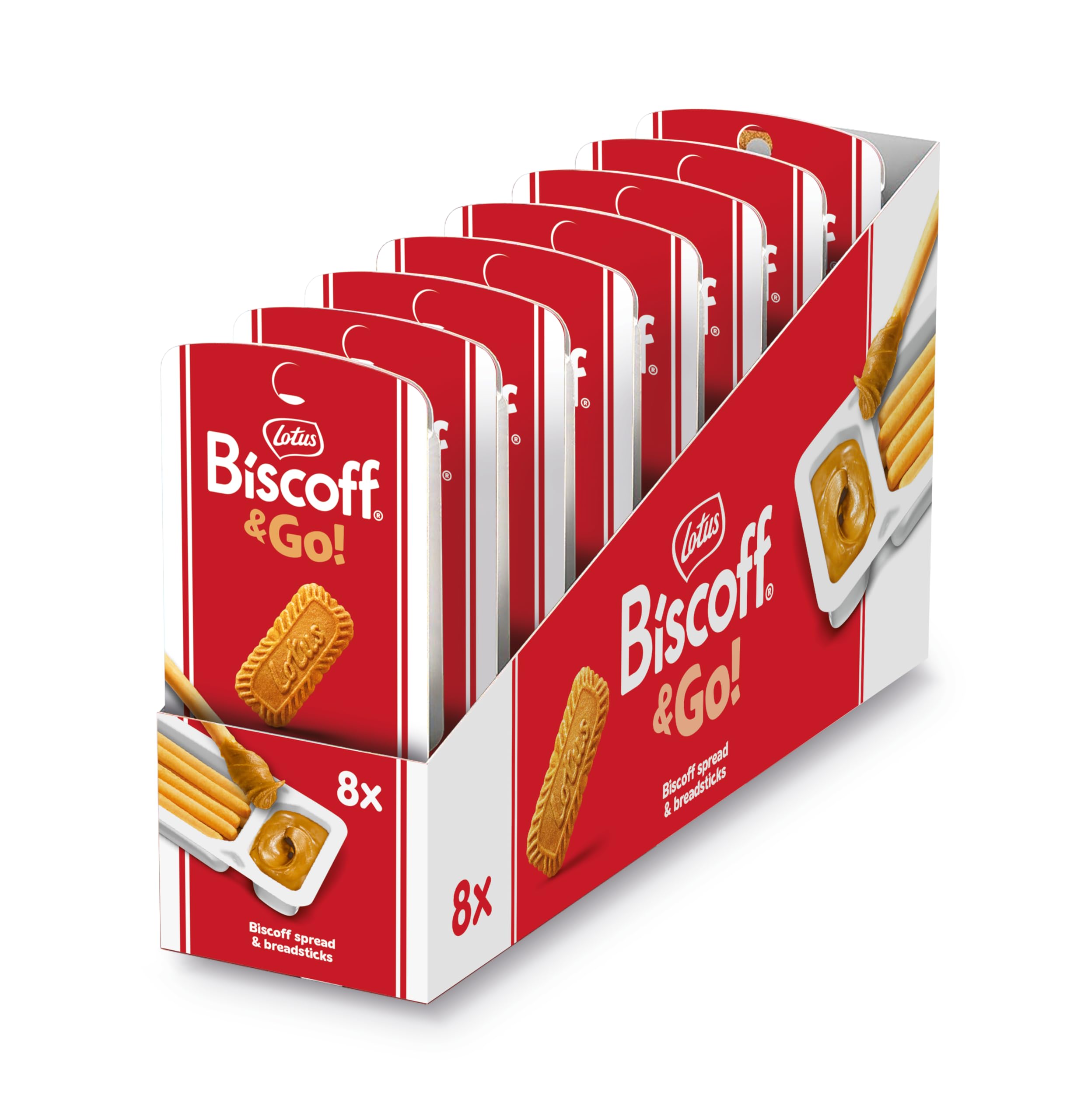 Lotus Biscoff & Go Snack Packs (8er-Pack) – Original karamellisierter Keksaufstrich mit Grissini