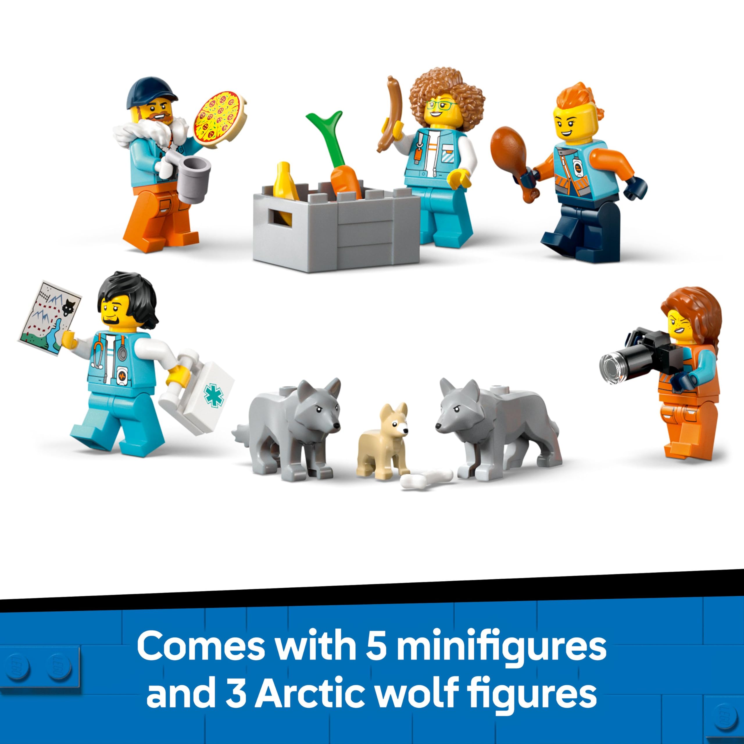 LEGO City Arctic Explorer Science Lab Truck - Building Set with Minifigures & Snowmobile for Ages 8+