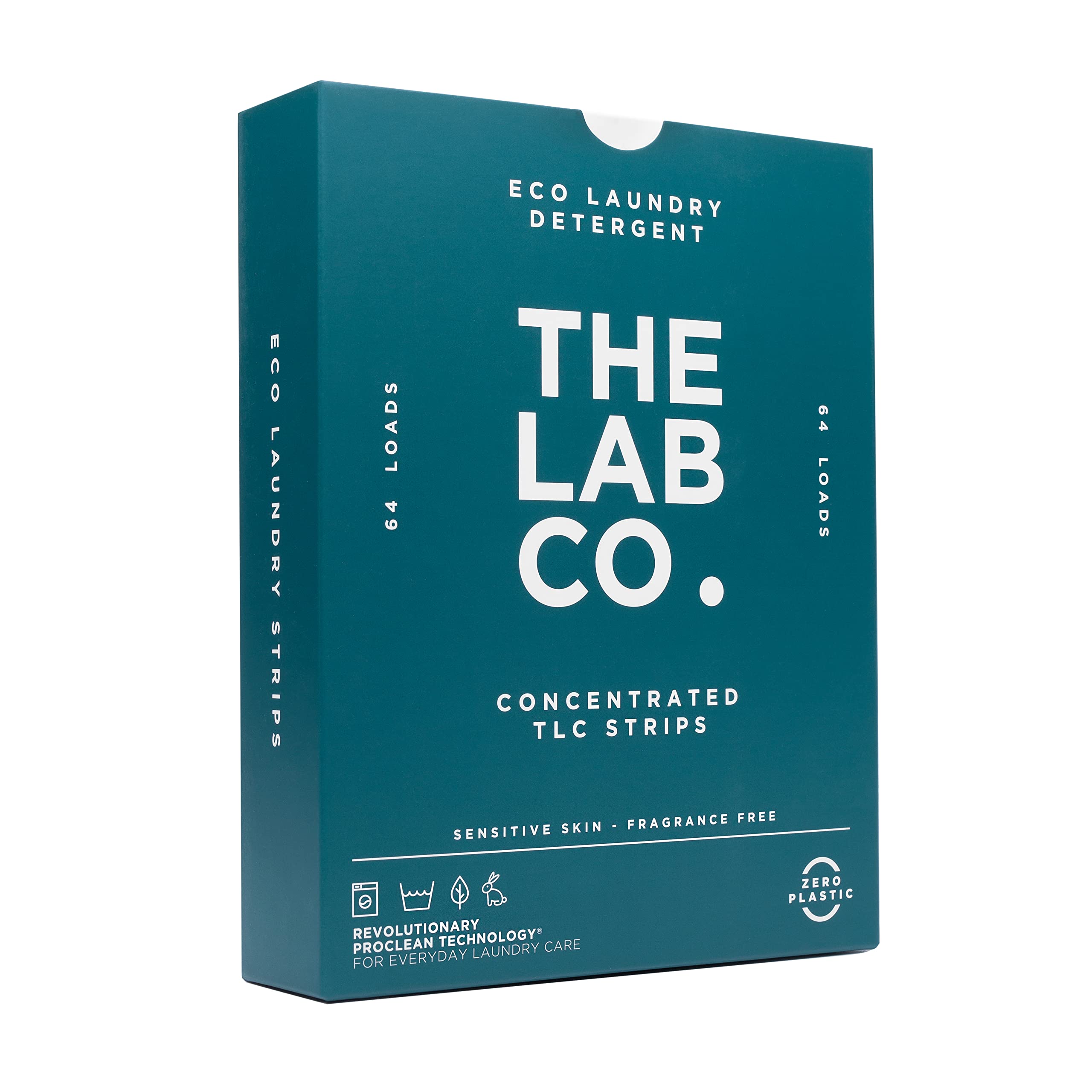 The Lab Co. - TLC Laundry Detergent Strips (64 Loads, Fragrance Free, Plastic-Free)