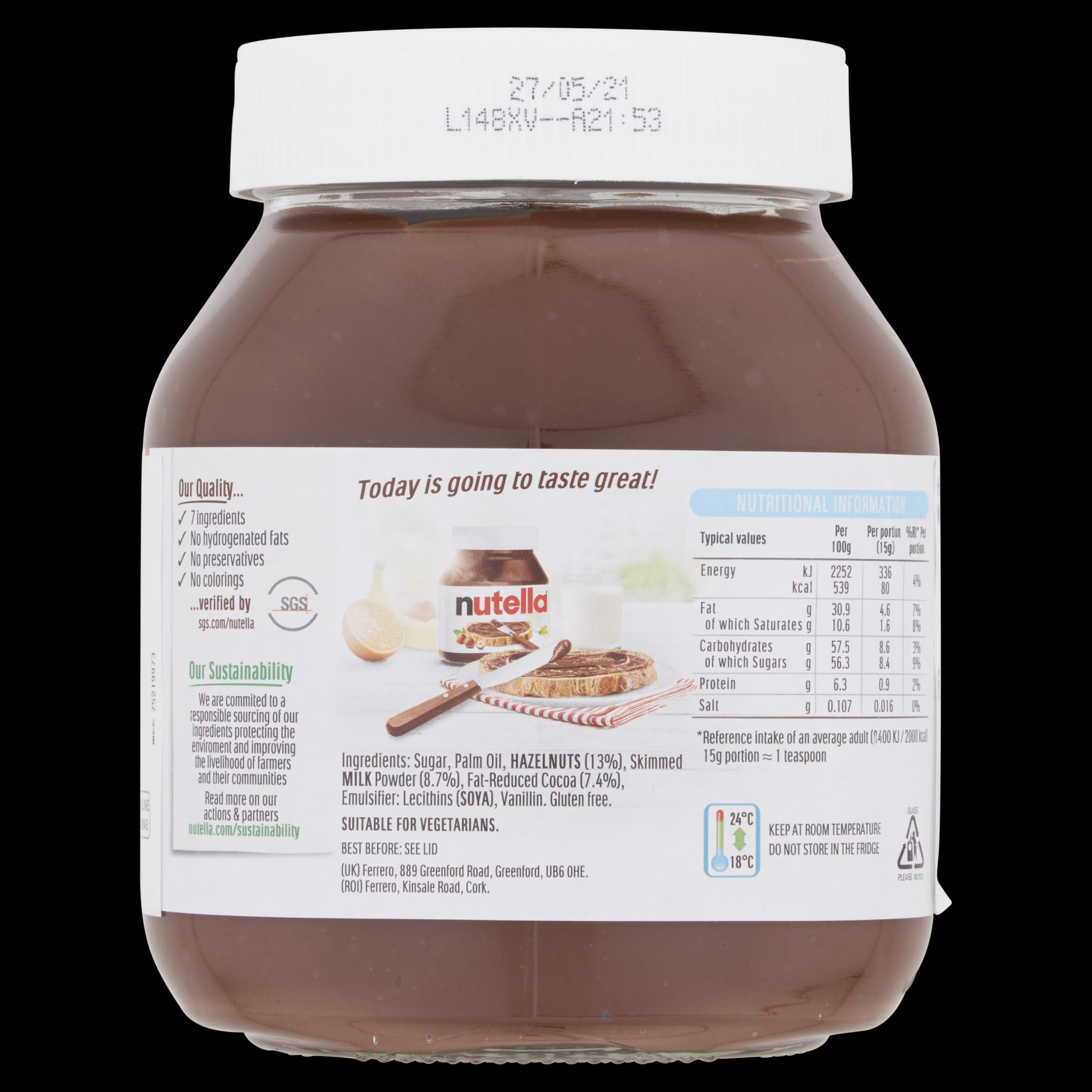 Nutella Haselnussaufstrich mit Kakao, 630g