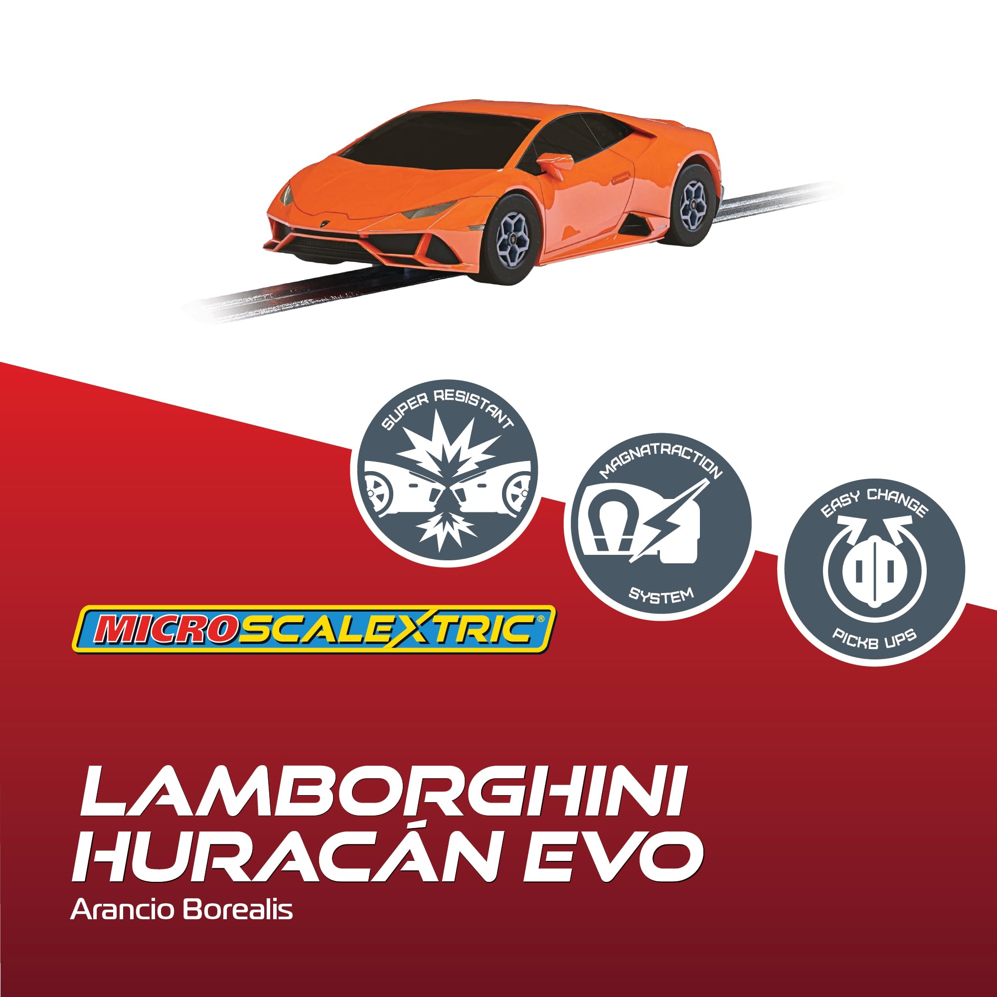 Scalextric Micro Lamborghini Huracan EVO Slot Car - Orange, 1:64 Scale