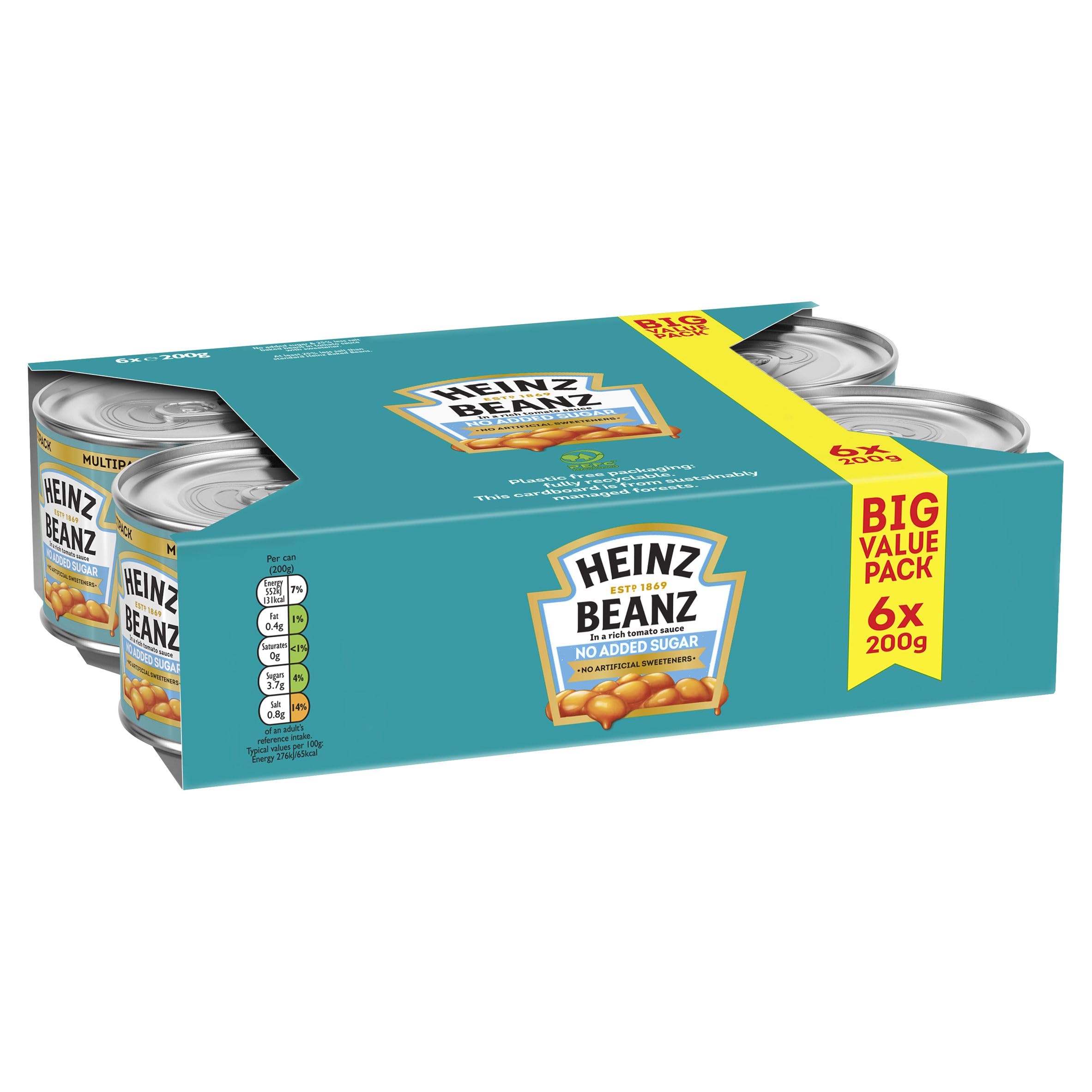 Heinz Baked Beans ohne Zuckerzusatz 6x200g