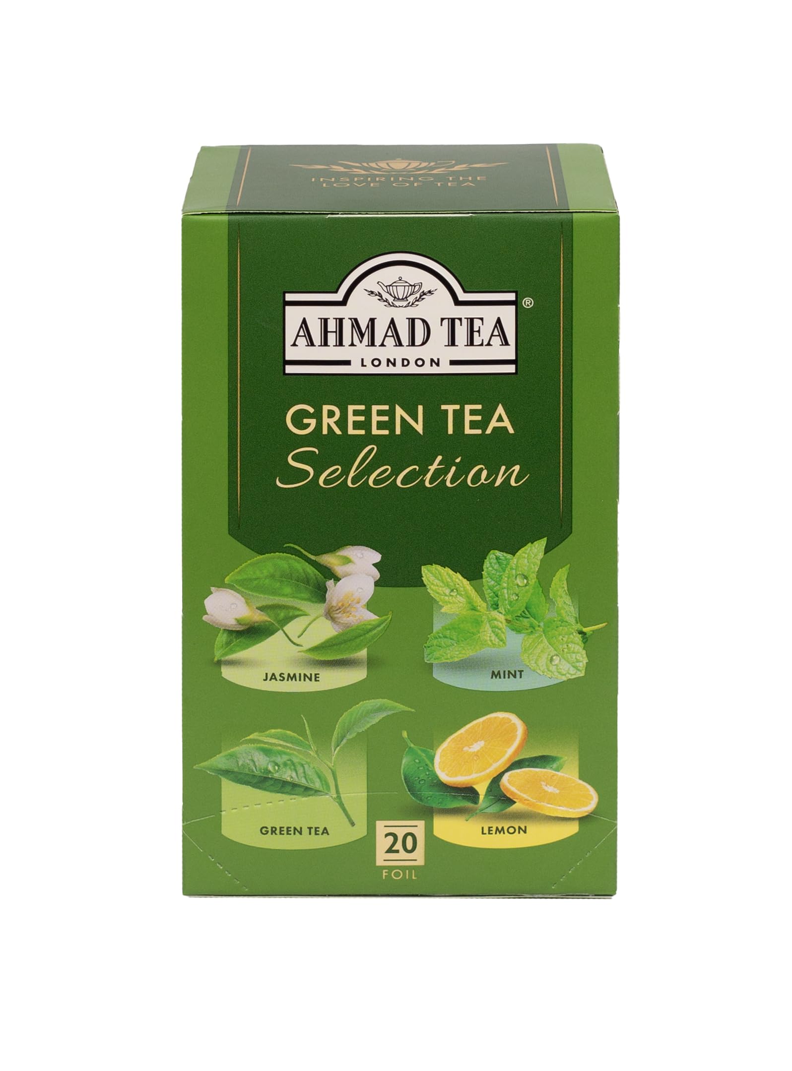 Ahmad Tea Grüntee-Auswahlpaket – 20 Teebeutel mit den Sorten Jasmin, Minze und Zitrone