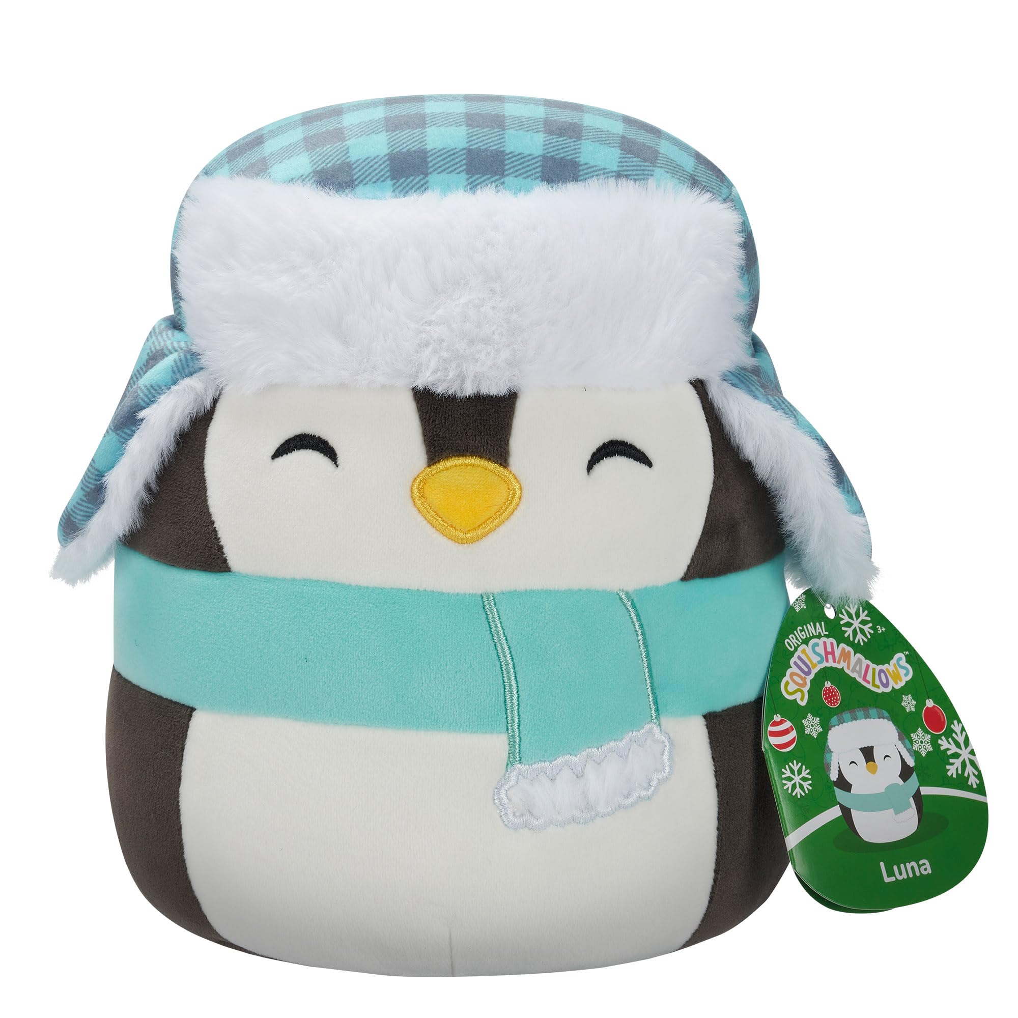 Squishmallows Luna the Black Penguin - 7.5" Plush with Hat & Scarf, 3+ Years
