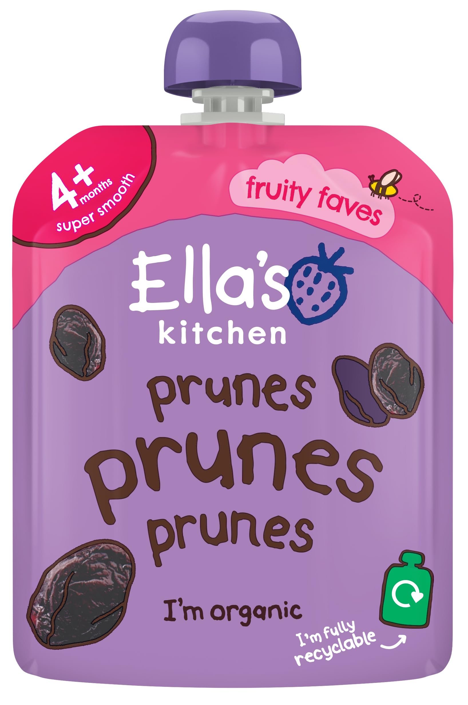 Ella's Kitchen Bio-Pflaumen, 70 g – Beutel mit püriertem Obst für den ersten Geschmack
