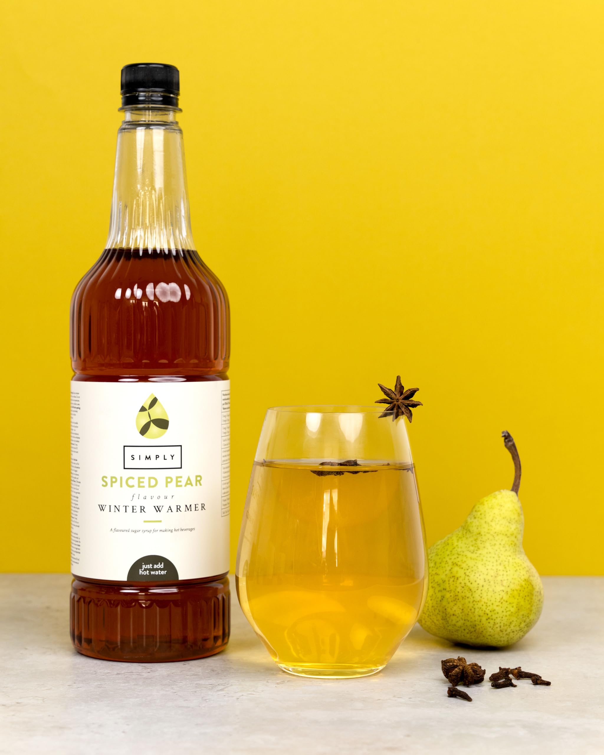 Simply - Spiced Pear Winter Warmer Syrup, Vegan & Nut Free Flavoured Beverage Syrup