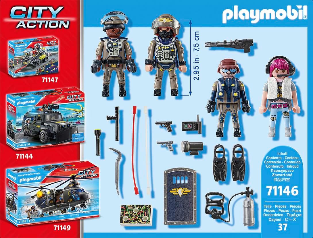 Playmobil 71146 City Action Tactical Police Team - SWAT Divers & Police Playset for Ages 5+