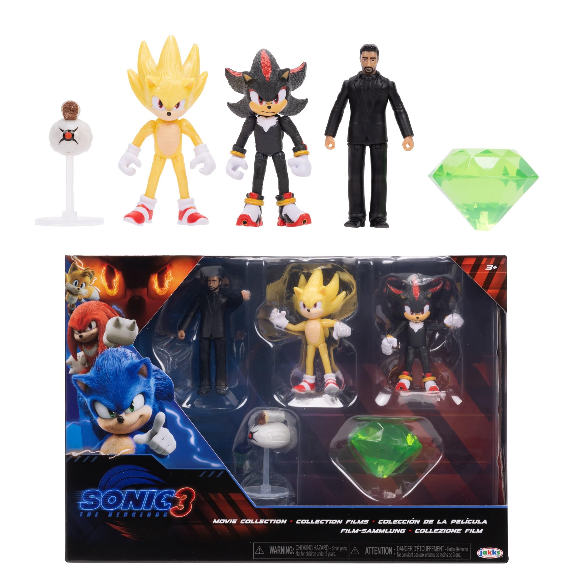 Sonic the Hedgehog 3 Movie Action Figure Multi-Pack - 2.5" Figures with Super Sonic, Shadow & More