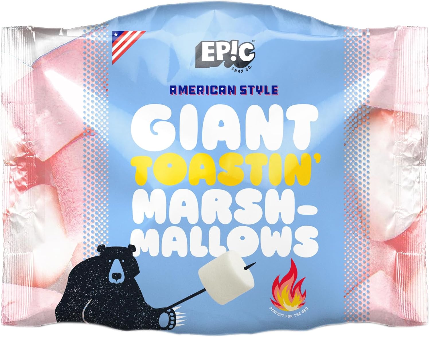 EPIC SNAX CO - Giant American Style Pink and White Toastin’ Marshmallows, 500g