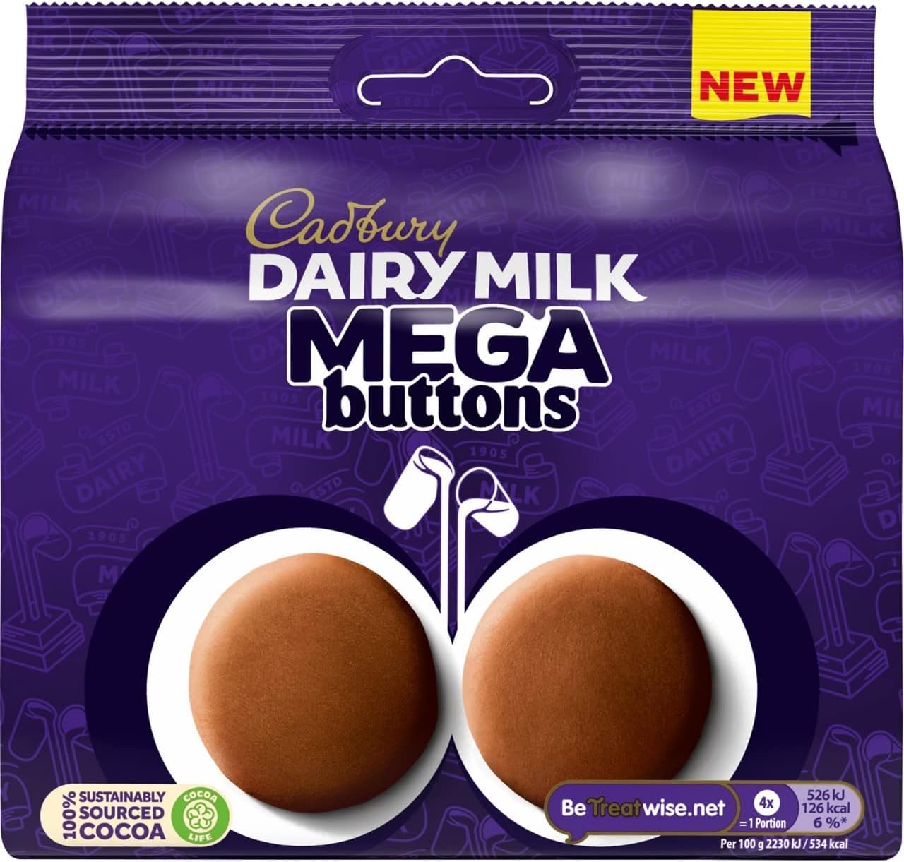 Cadbury - Dairy Milk Mega Buttons Giant Chocolate, 192g Share Bag