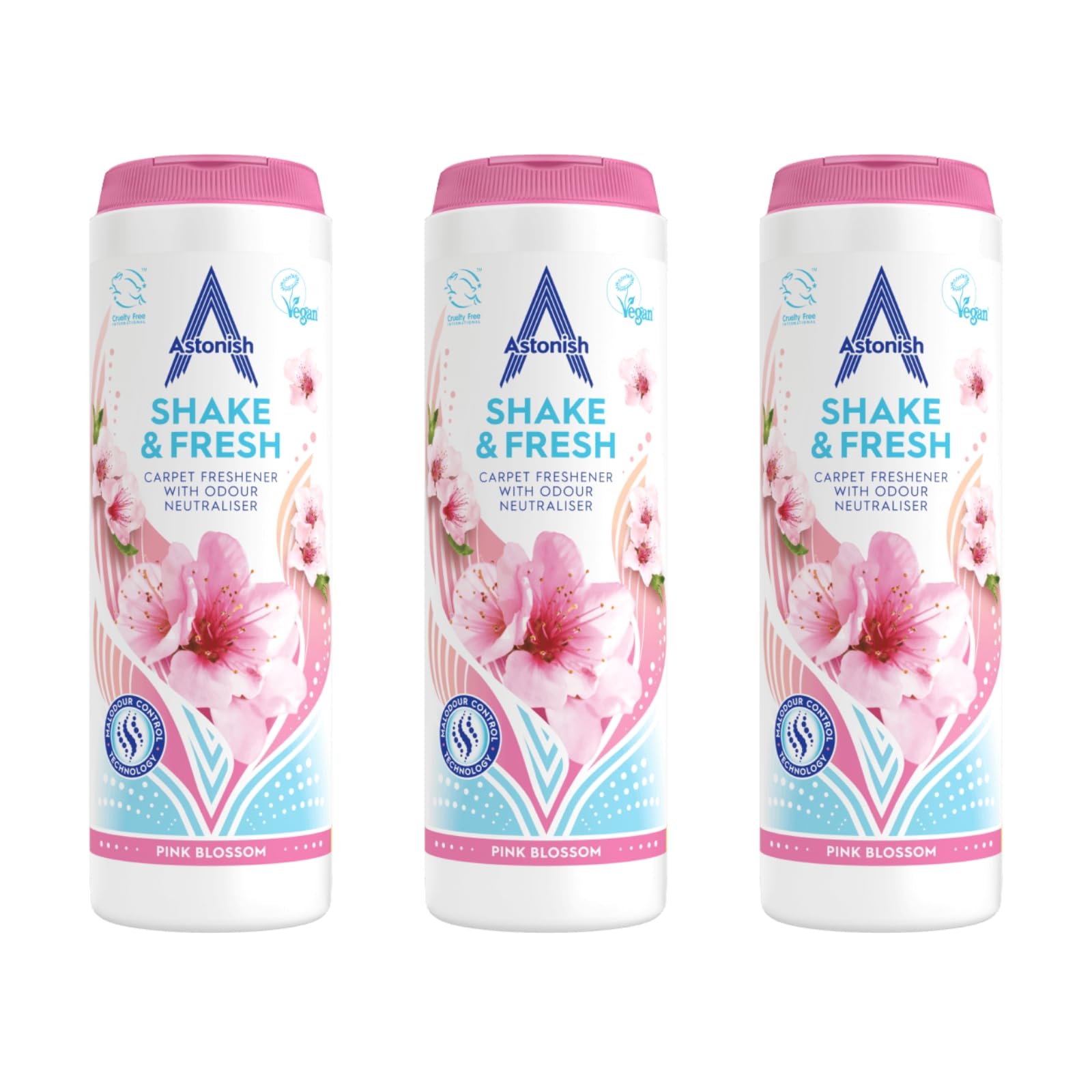 Astonish Shake & Fresh Teppicherfrischer – Duft: Rosa Blüte, 3er-Pack