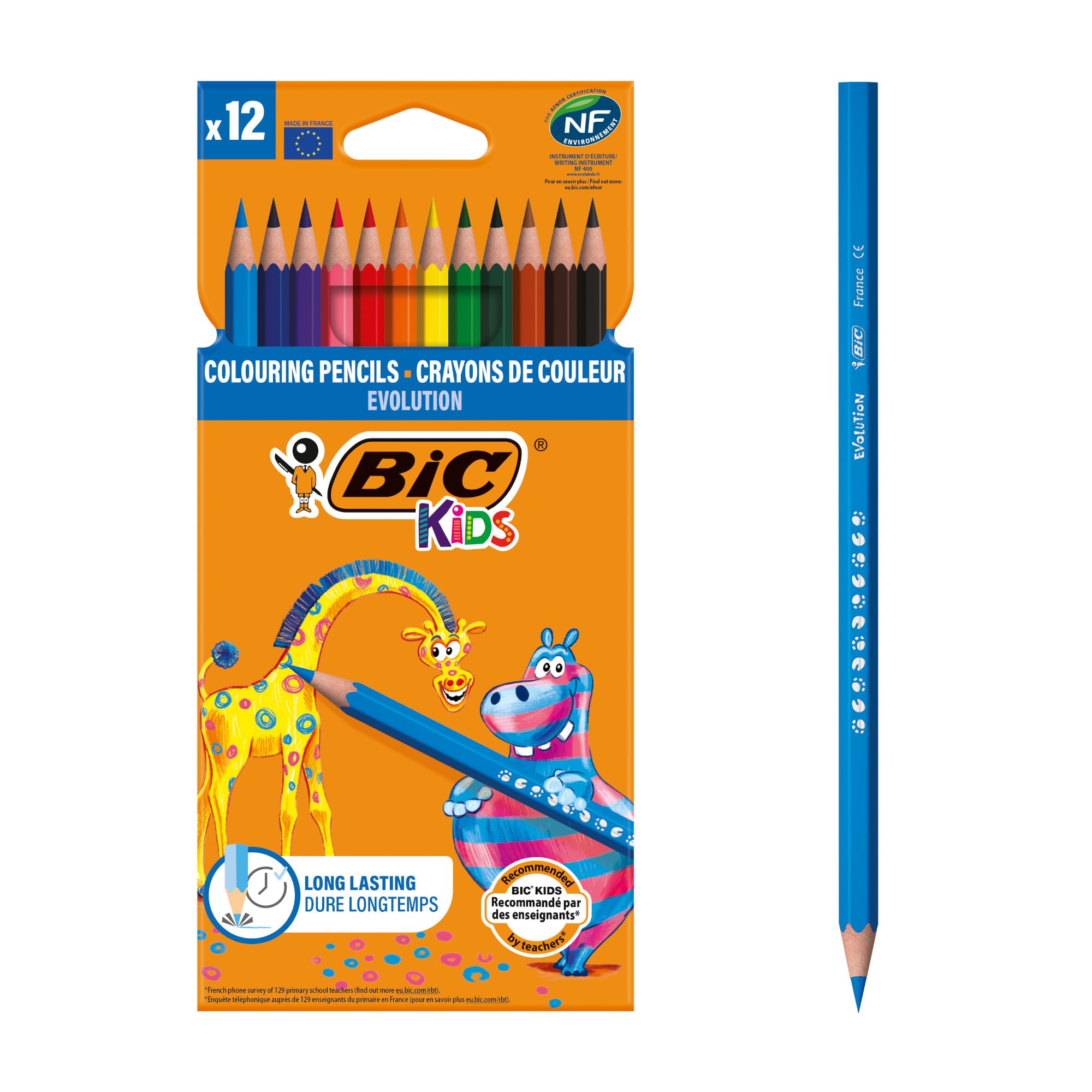BIC Kids Evolution Vivid Buntstifte – holzfreie, langlebige Künstlerbedarfsartikel für Kinder ab 5 Jahren