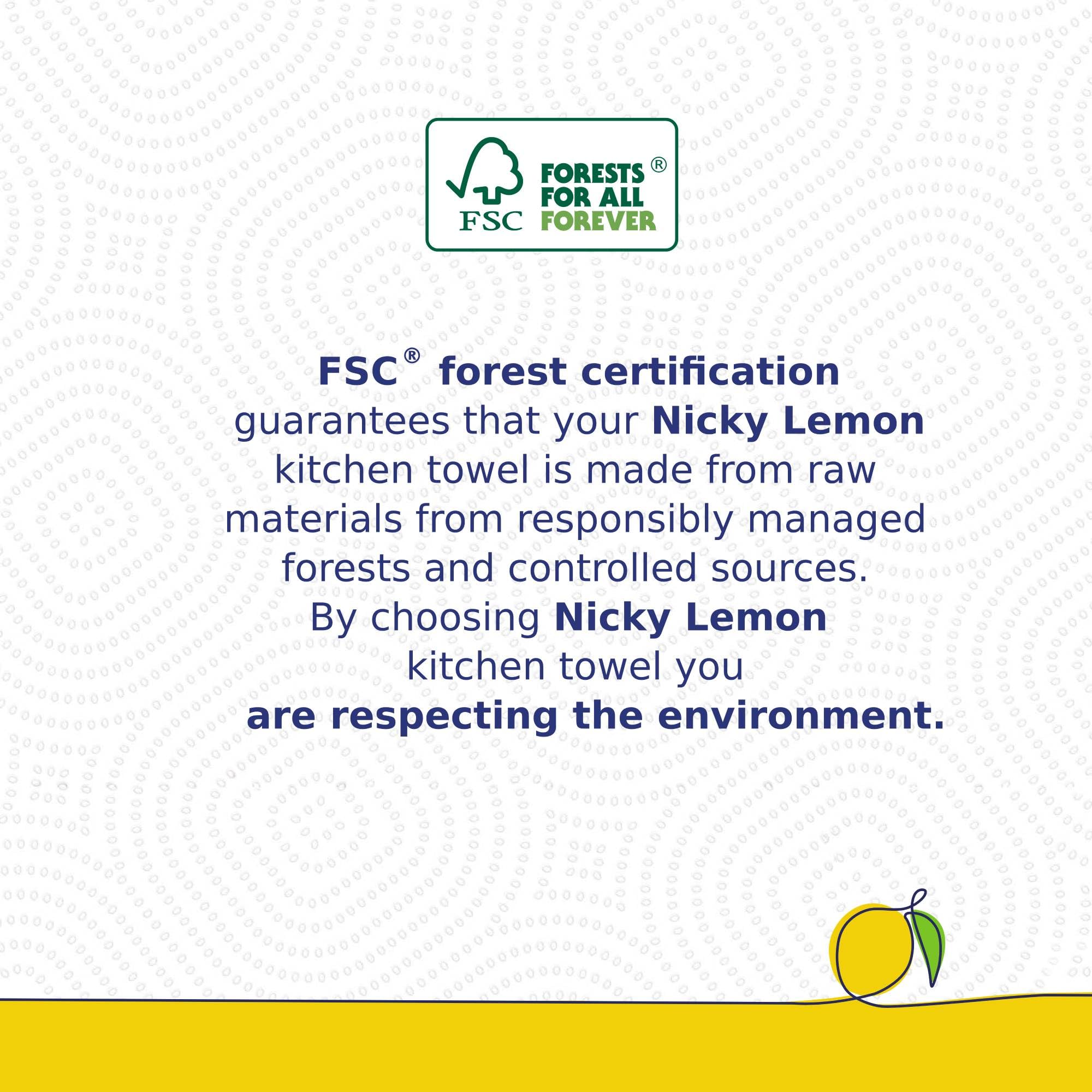 Nicky Lemon Kitchen Towel - Pack of 6 Rolls, 150 2-Ply Sheets per Roll, Scented, Embossed, FSC-Certified