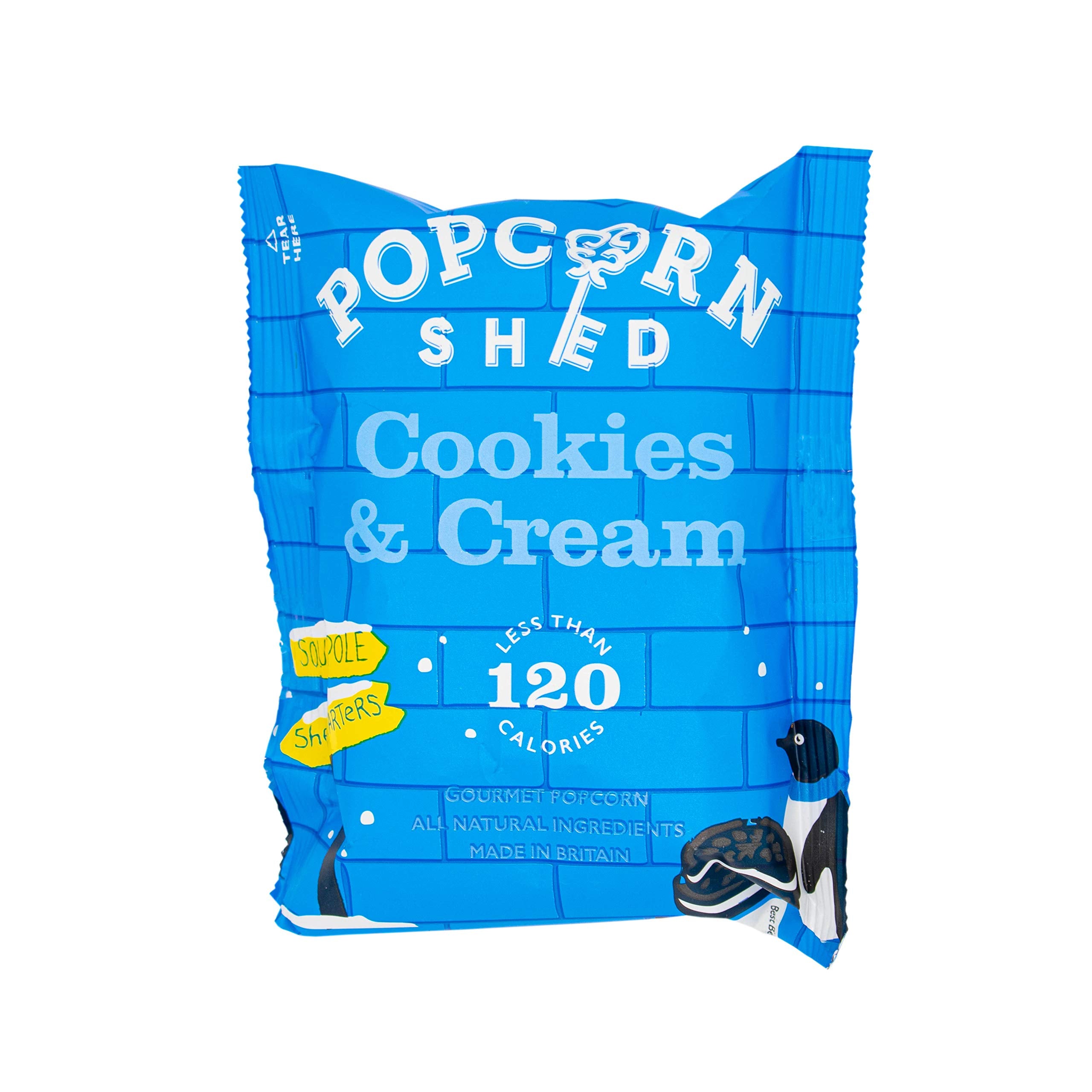 Popcorn Shed Cookies & Cream Popcorn-Snackpackung – handgefertigter natürlicher vegetarischer Snack, 24 g
