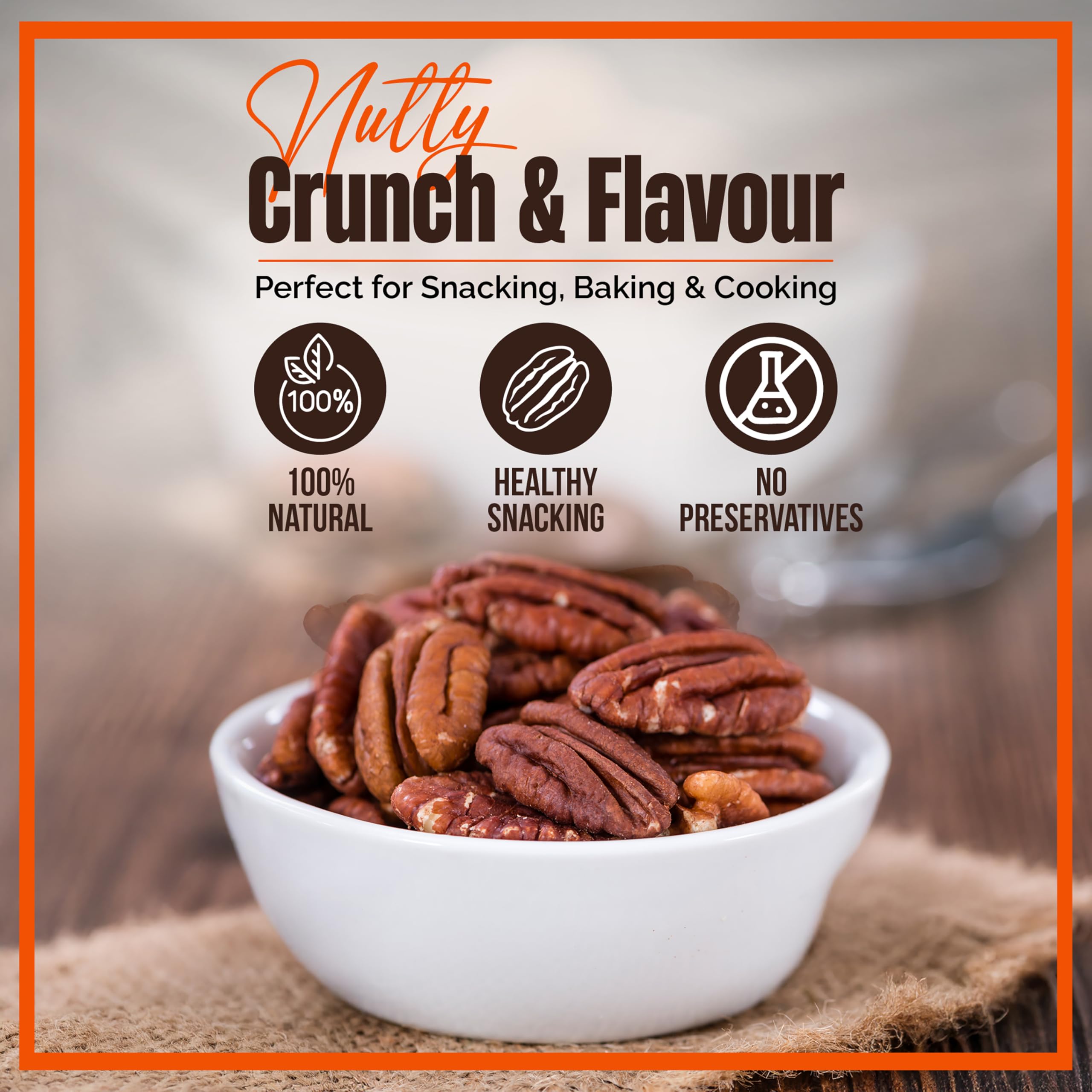 Chandra Whole Foods – Pekannüsse 1 kg – Rohe, glutenfreie, vegane Nüsse zum Naschen und Backen