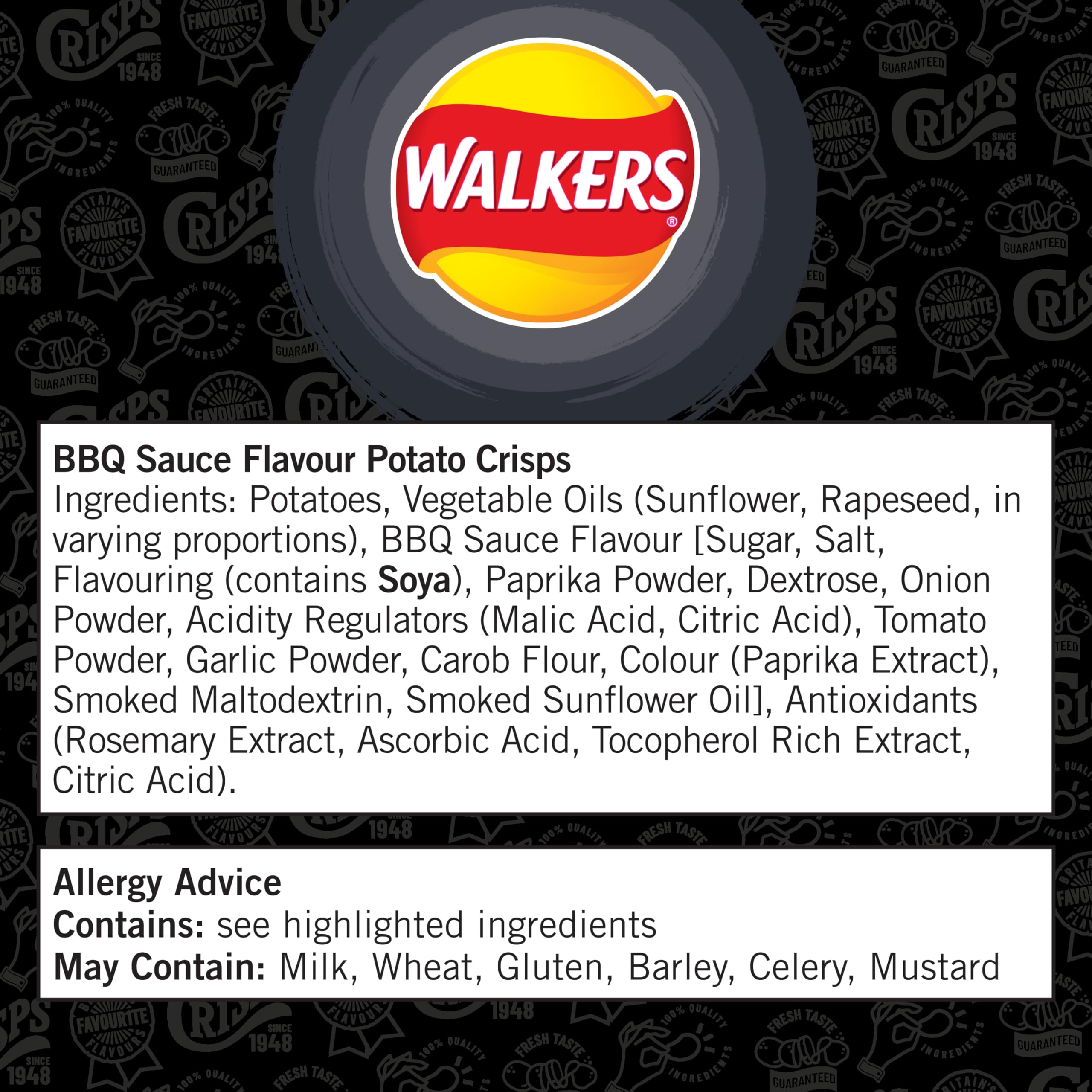 Walkers Chips mit BBQ-Sauce-Geschmack, Multipack, 6 x 25 g