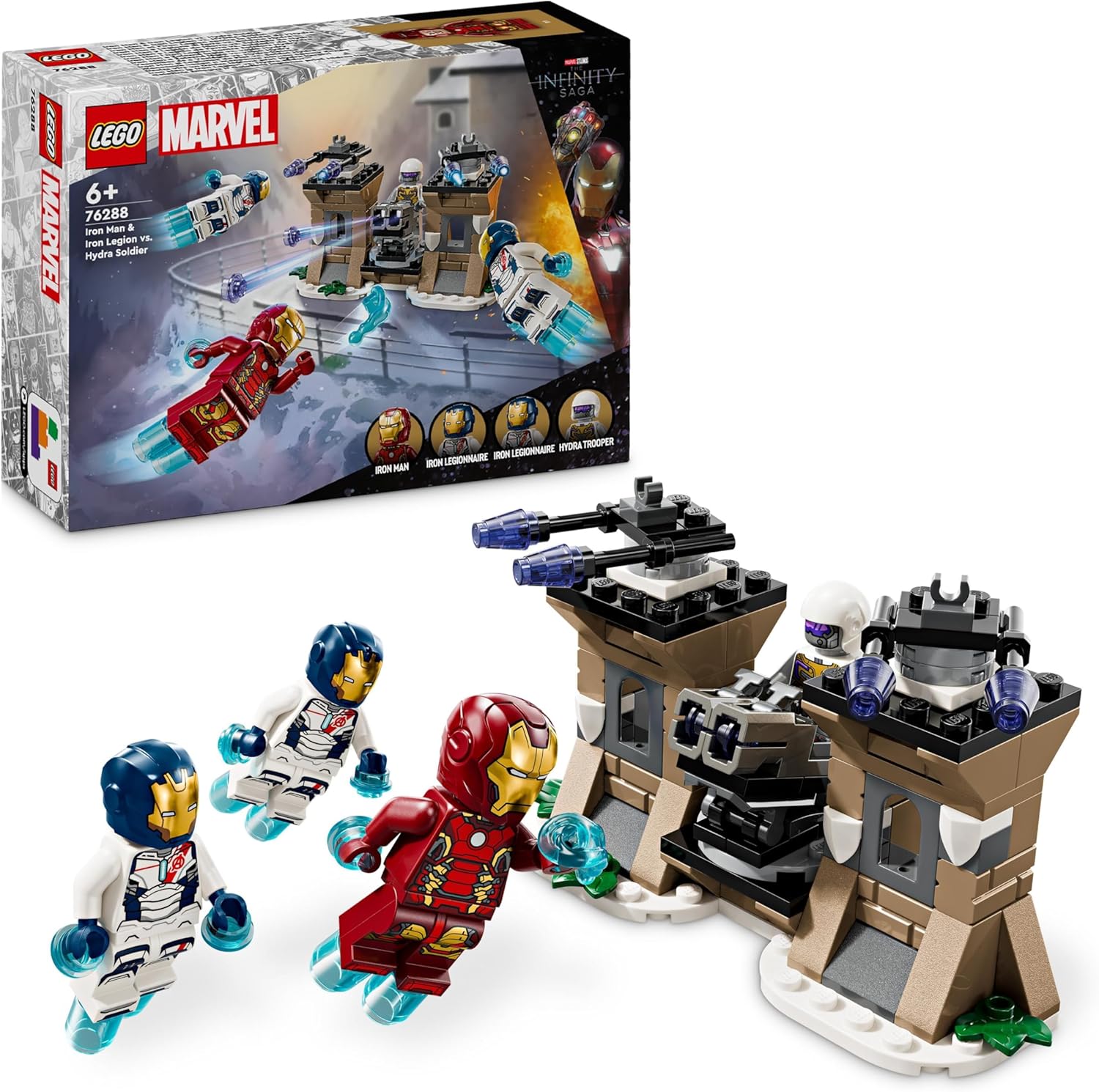 LEGO Marvel Iron Man & Iron Legion vs. Hydra Soldier Building Set - Action Playset for Ages 6+