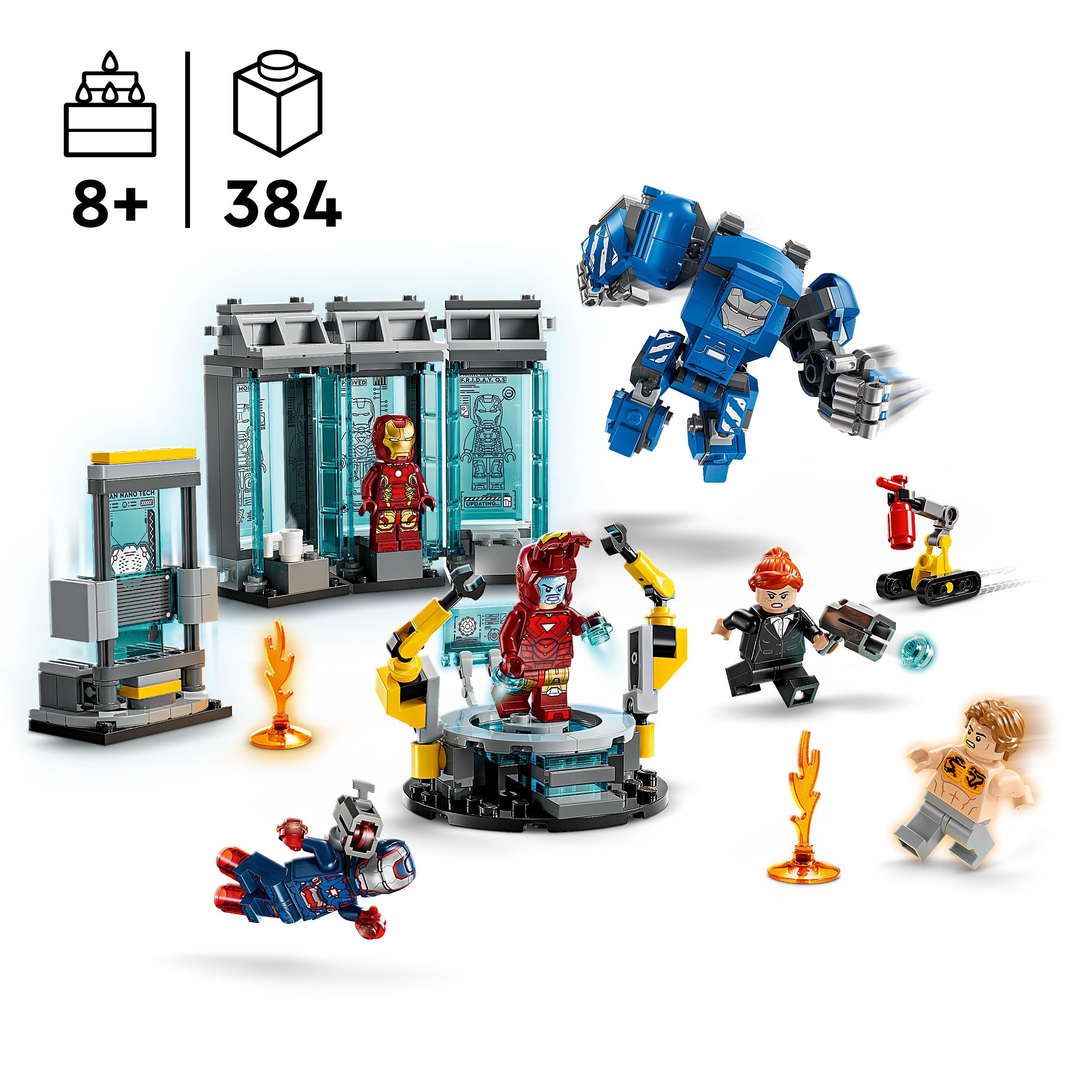 LEGO Marvel Iron Man’s Laboratory: Hall of Armour - Super Hero Building Toy Set for Ages 8+