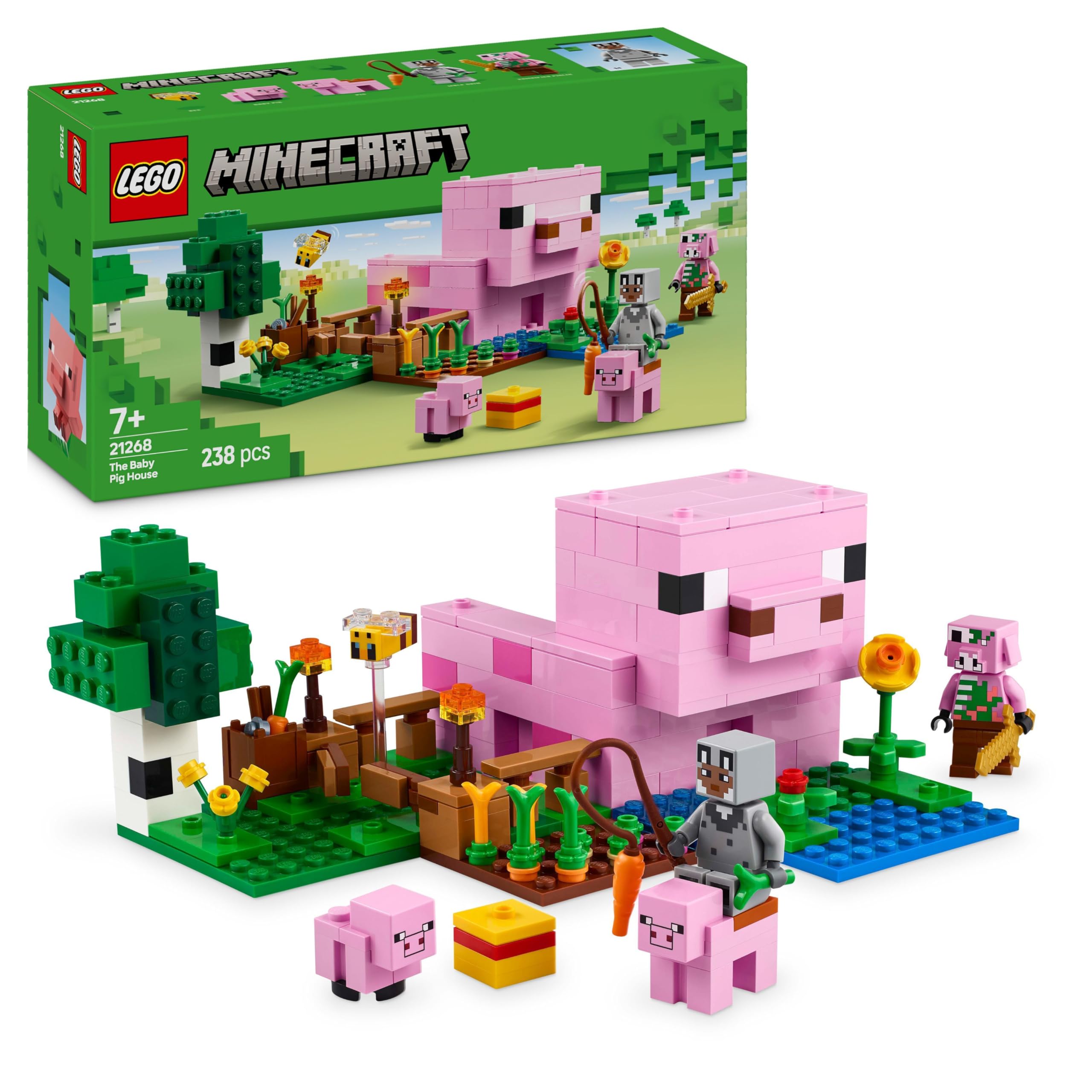 LEGO Minecraft The Baby Pig House Building Toy - 238-Piece Playset for Ages 7+