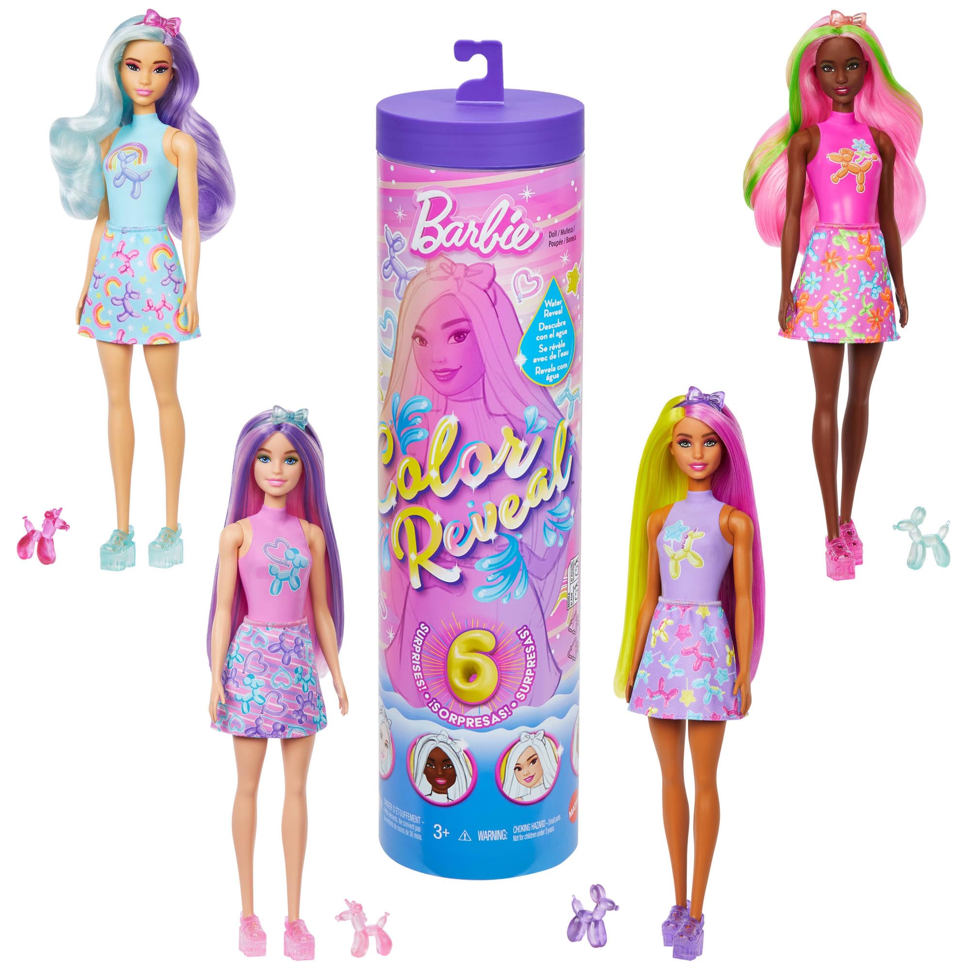 Barbie Color Reveal Doll & Accessories - Balloon Animals Series, 6 Surprises, Ages 3+