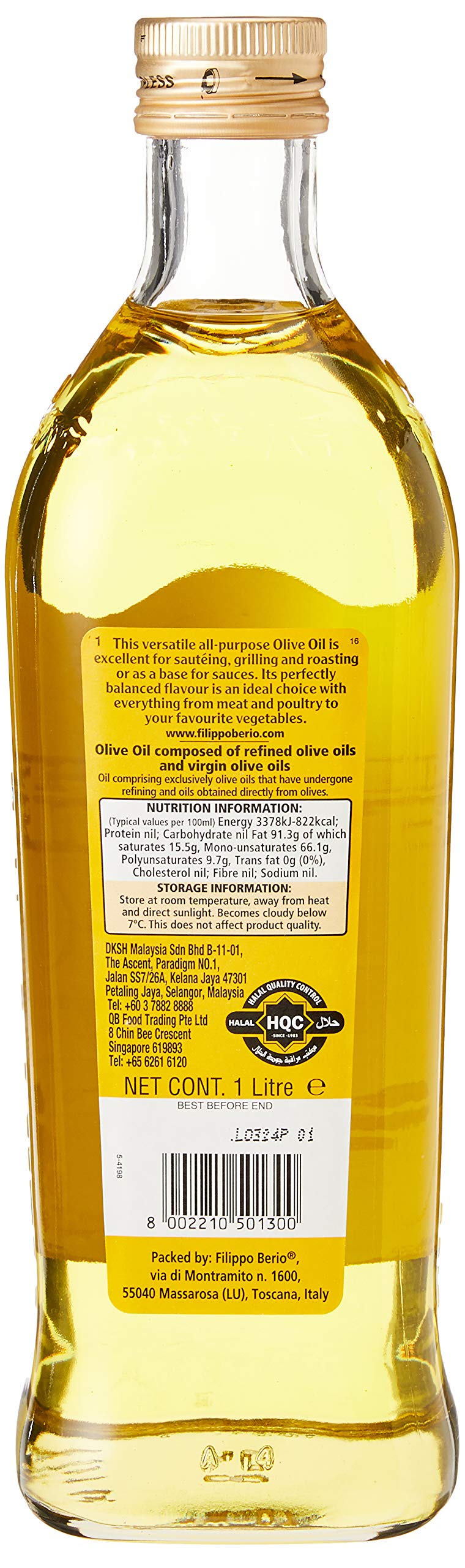 Filippo Berio Classico Olive Oil (1 Litre Glass Bottle)