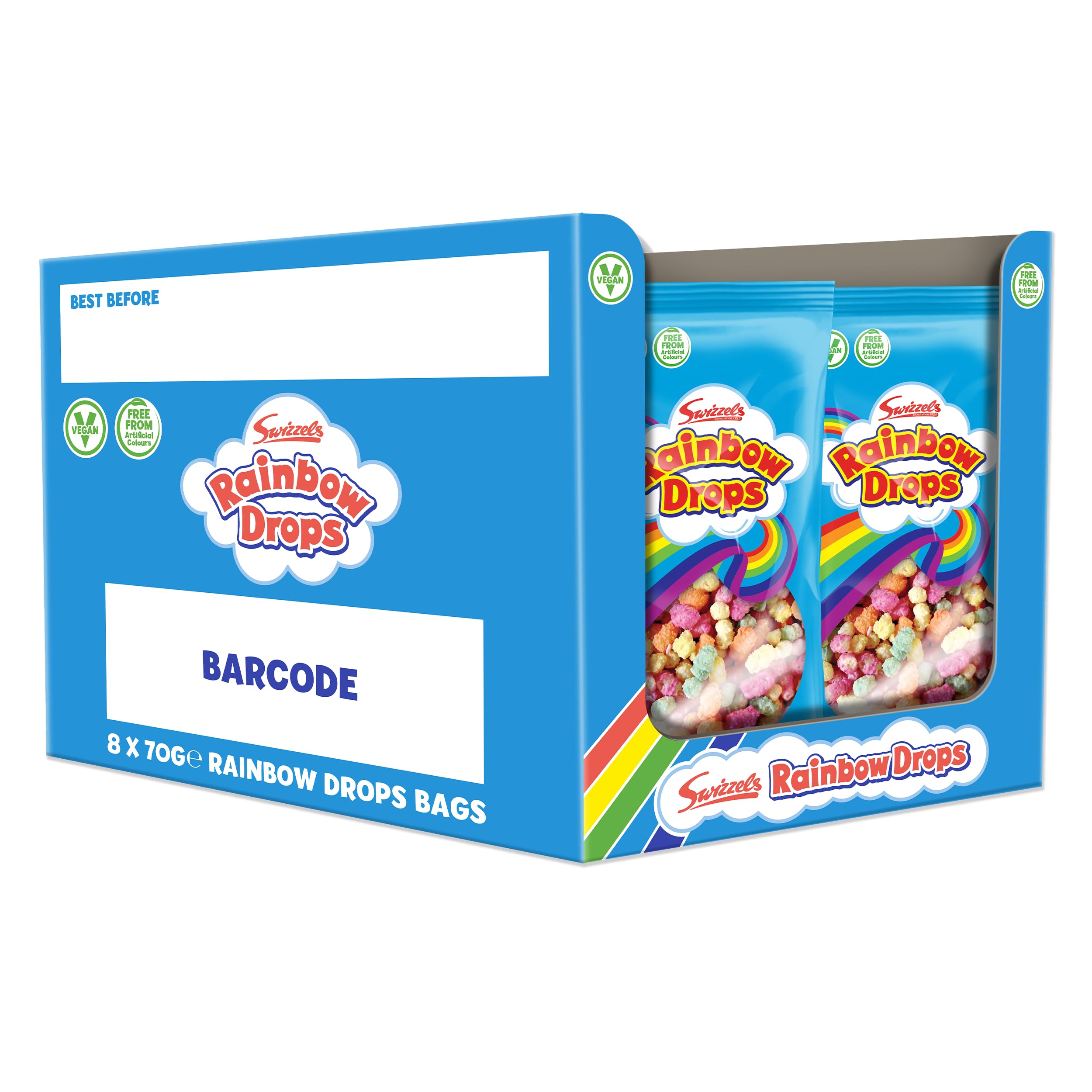Swizzels Giant Rainbow Drops Multipack – 24 Beutel mit veganen, süßen Snacks ohne künstliche Farbstoffe