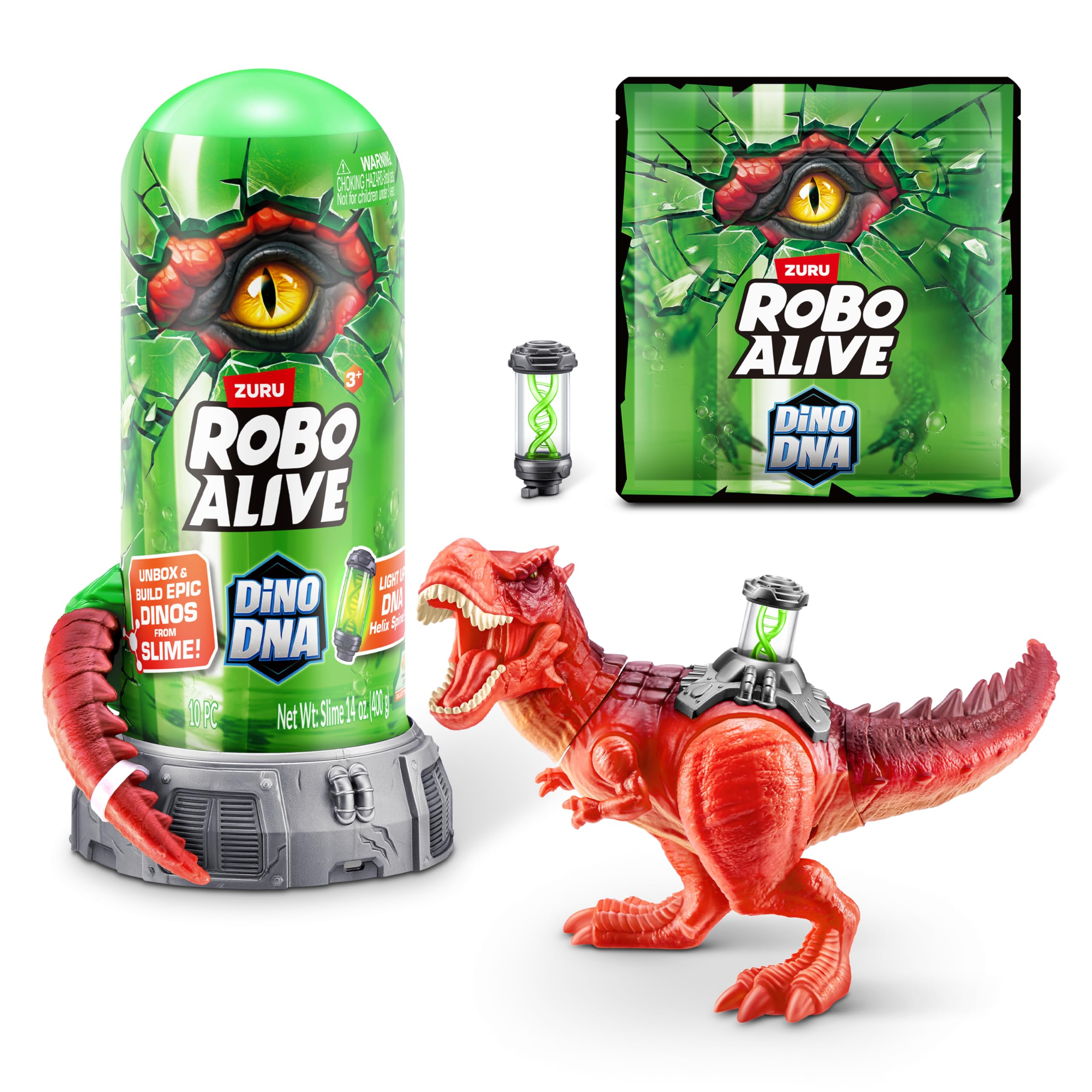 Robo Alive Dino DNA by ZURU - Light-Up DNA Helix Spine Building Set for Ages 3+ (T-Rex)