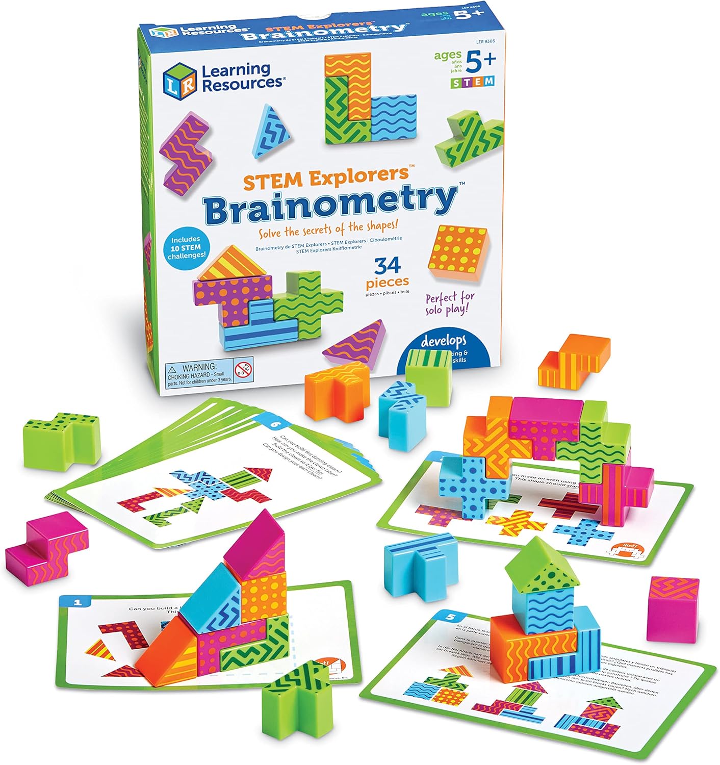 Learning Resources STEM Explorers Brainometry - 2D & 3D Shape Puzzle Challenges for Ages 5+