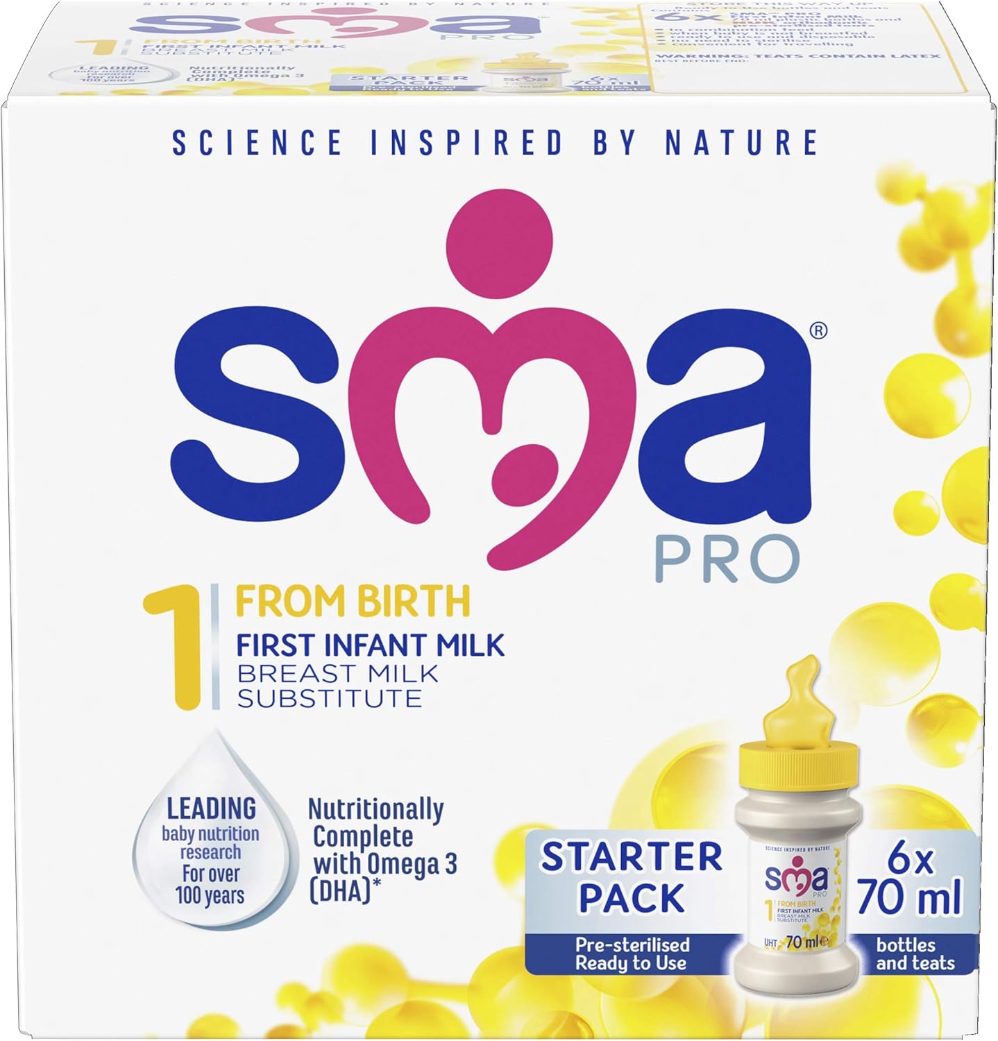SMA PRO First Infant Baby Milk Starter Pack, Ready to Drink, From Birth (6x70ml)