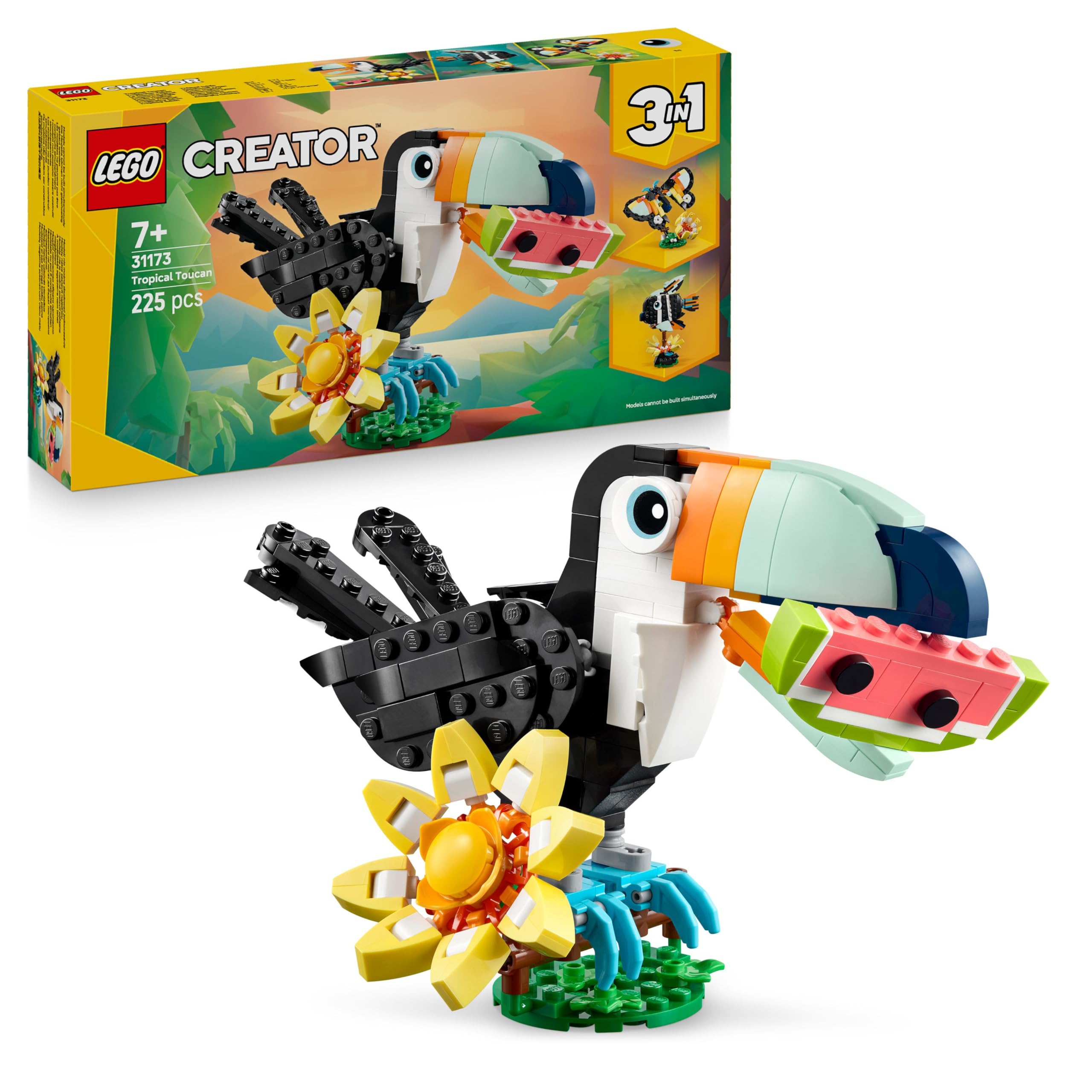 LEGO Creator 3in1 Wilde Tiere: Tropischer Tukan mit Blume Bauset - 225 Teile