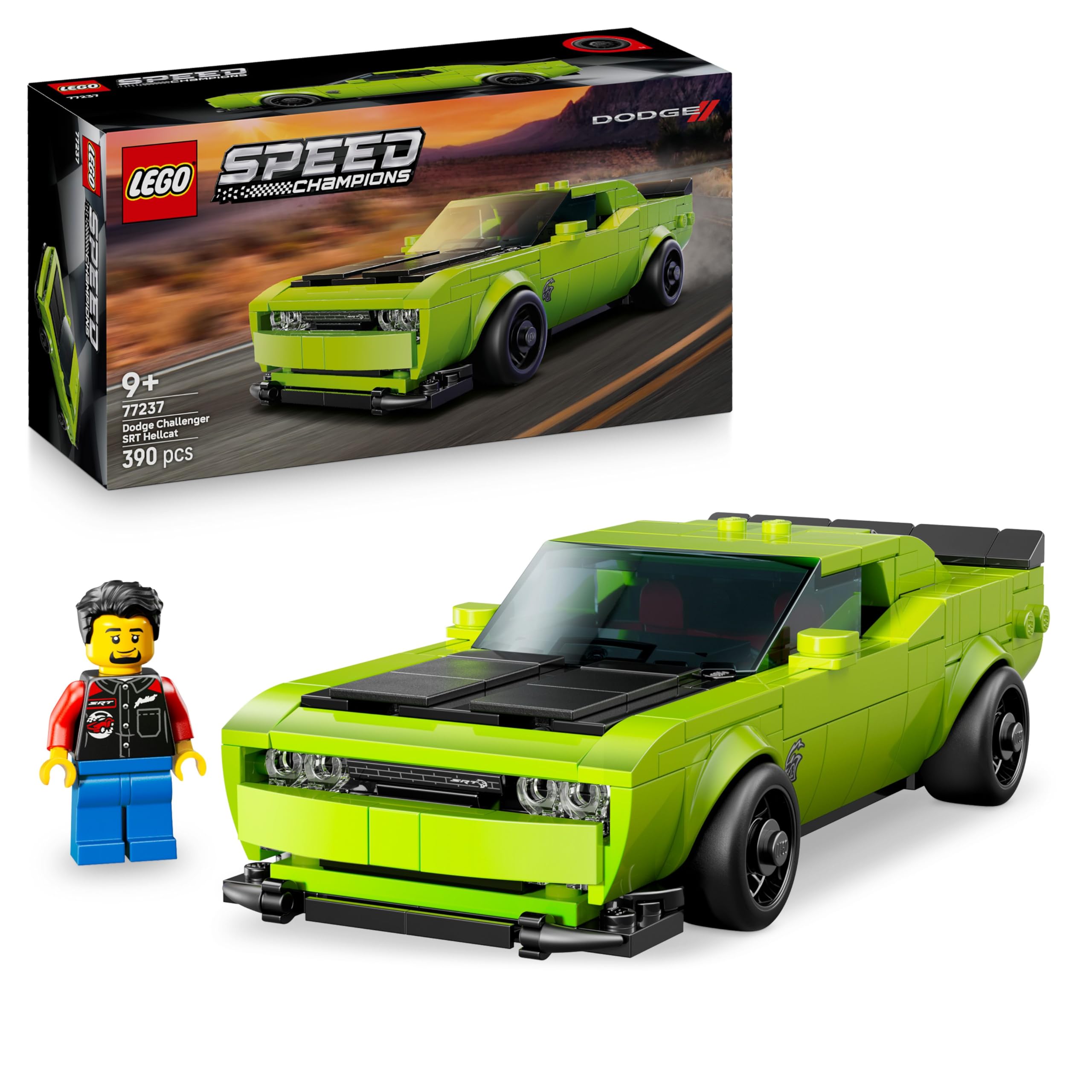 LEGO Speed Champions Dodge Challenger SRT Hellcat - 390-Piece Building Set for Ages 9+
