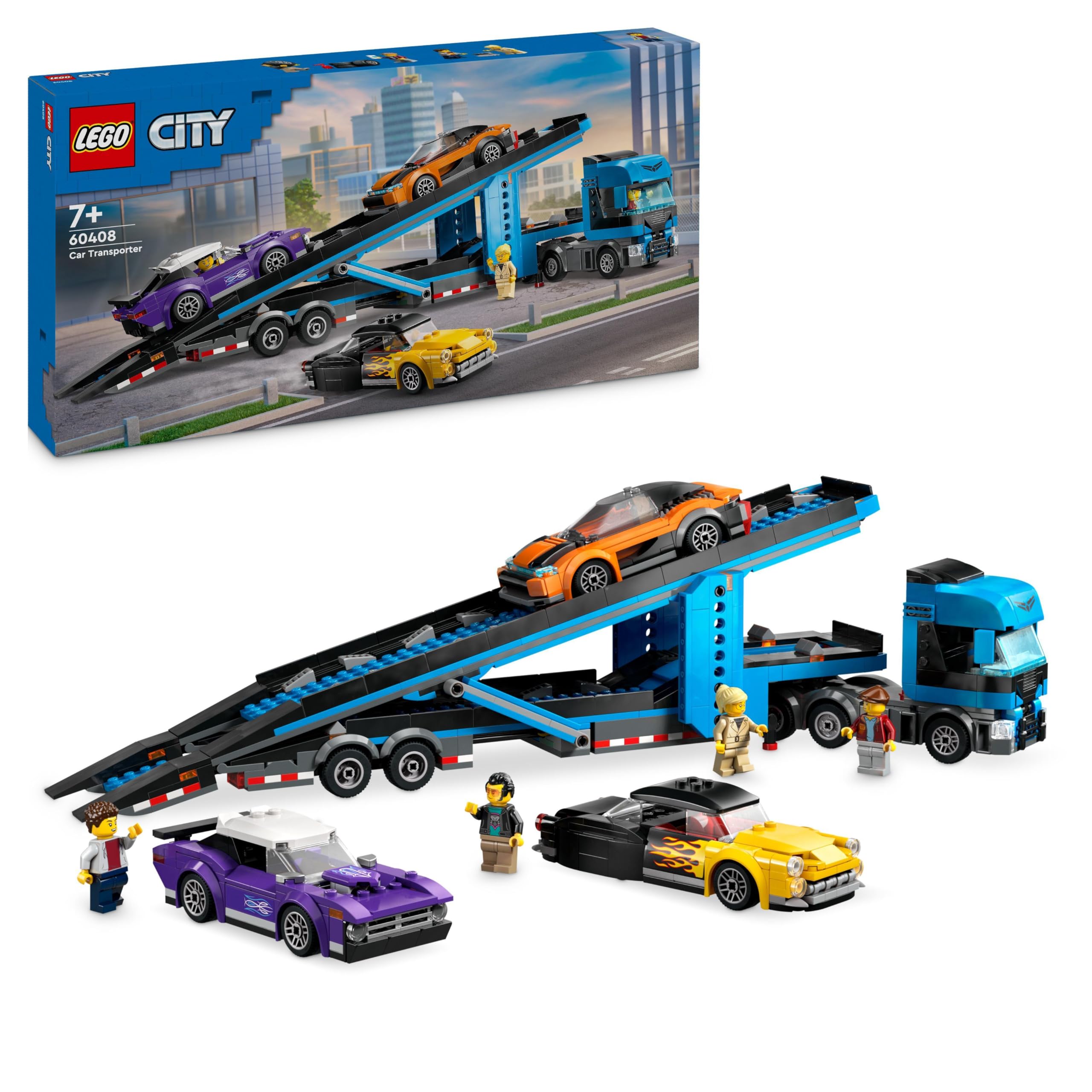 LEGO City Car Transporter Truck with Sports Cars - 998-Piece Building Set for Ages 7+