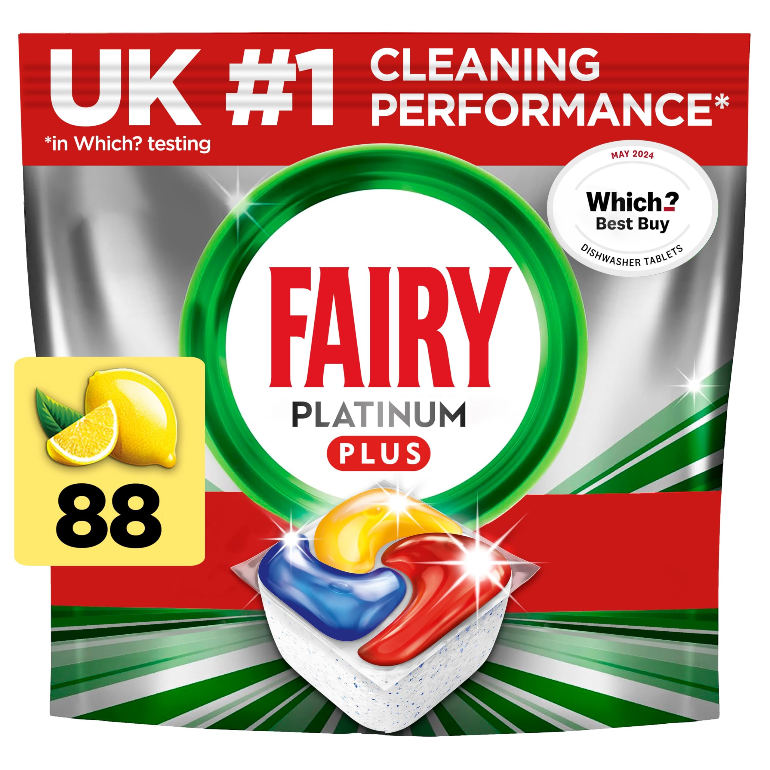 Fairy Platinum Plus All-in-One Geschirrspültabs, Zitrone, 88 Tabs