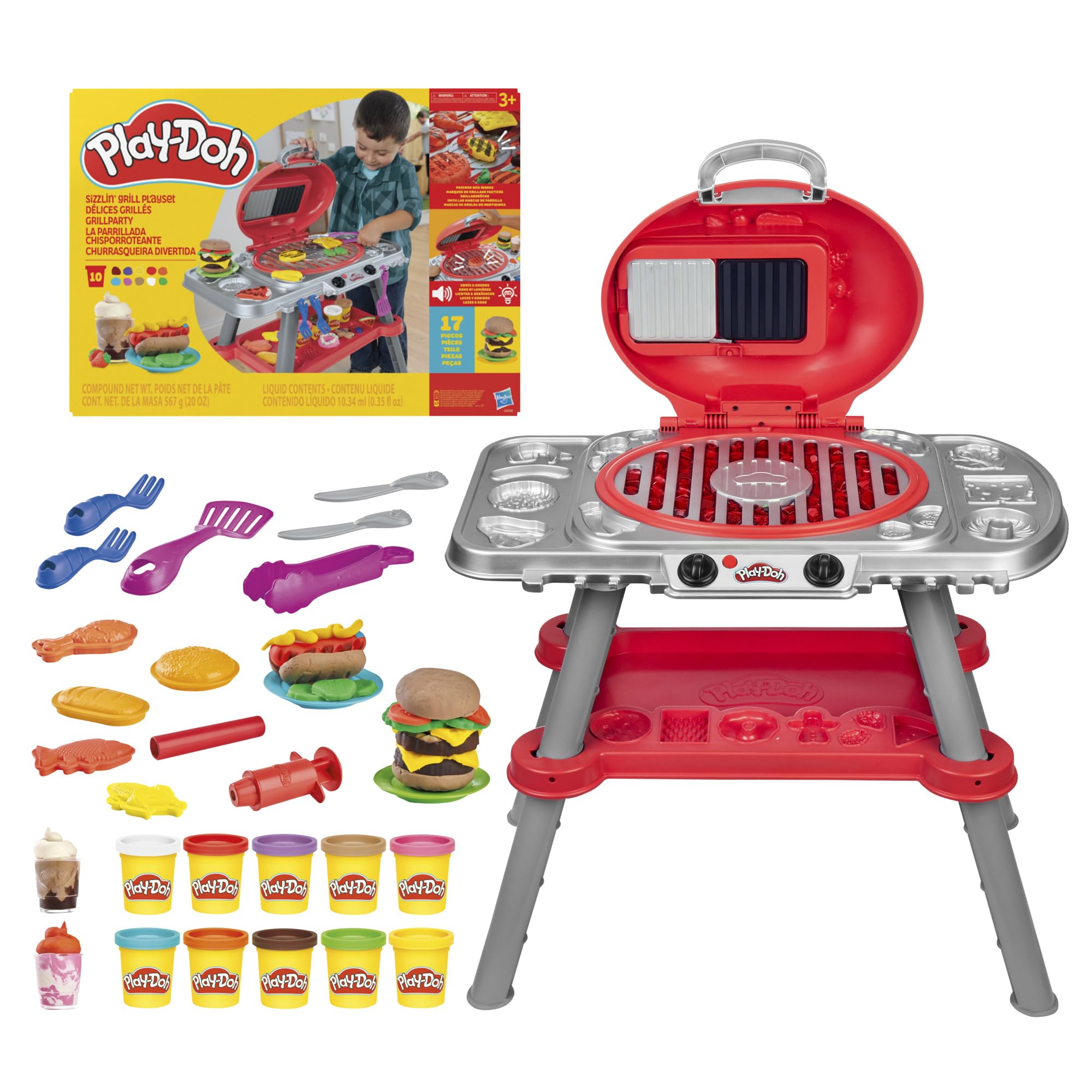 Play-Doh Sizzlin' Grill Toy Playset - Interactive BBQ Role Play for Kids 3+