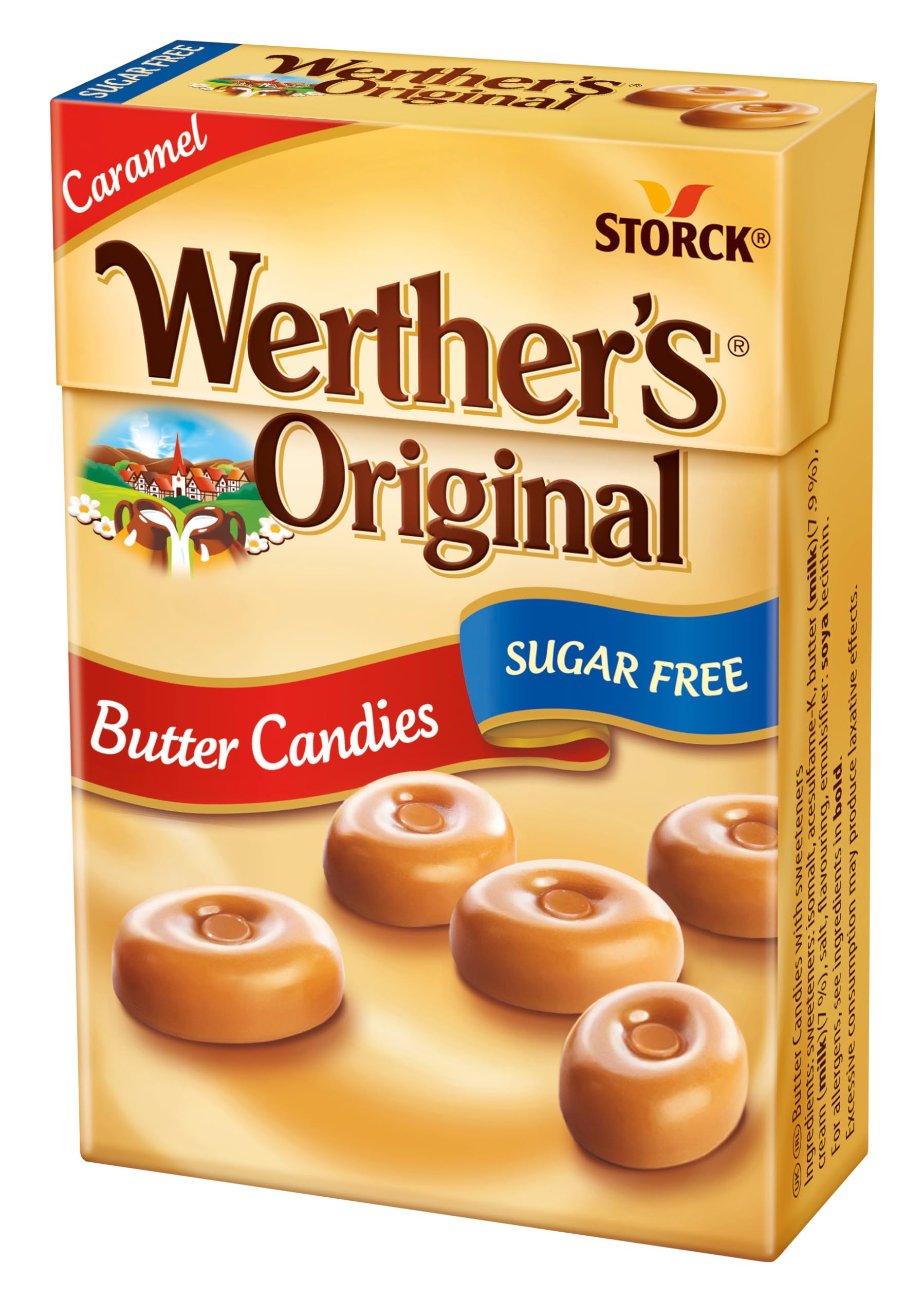 Werther's Original Sugar-Free Butter Caramel Candies, Gluten-Free & Vegetarian, 42 g Box (Pack of 20)