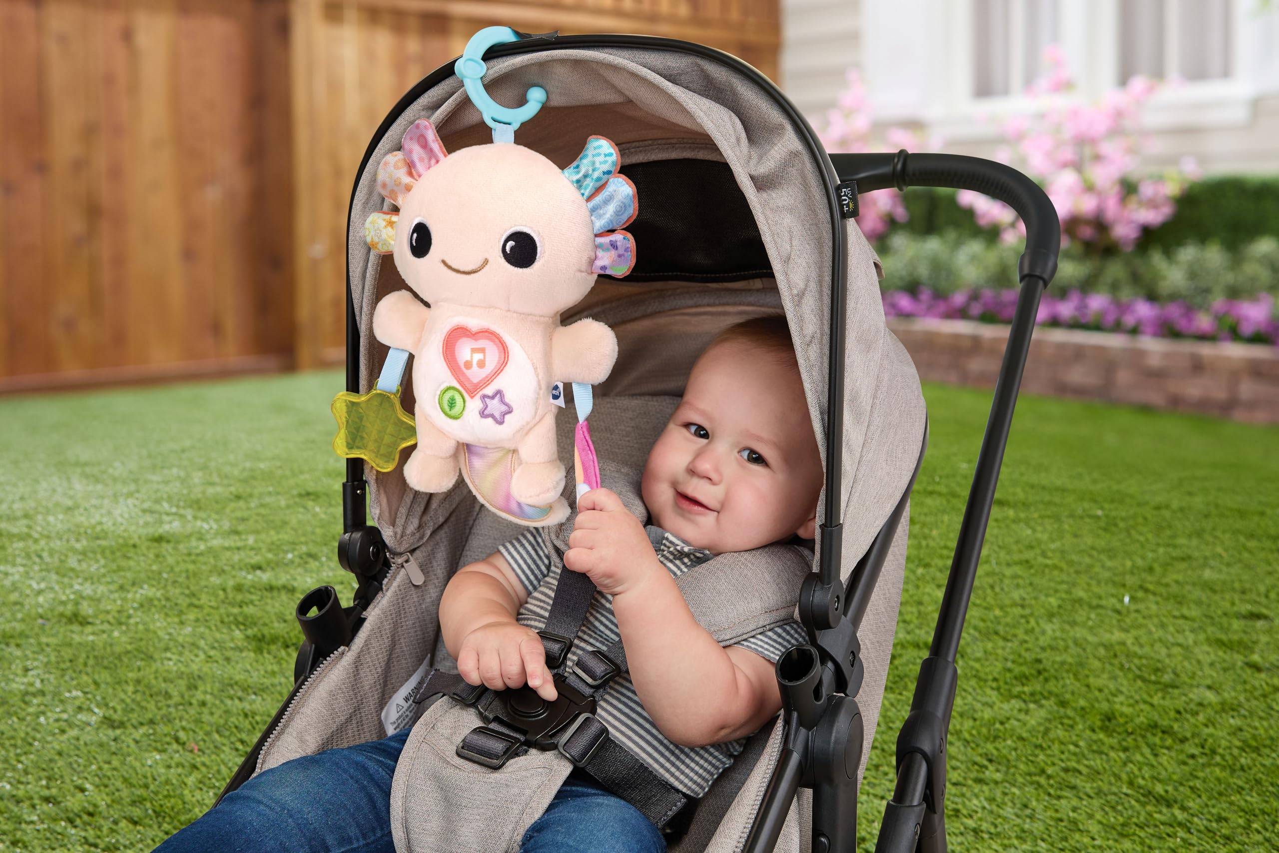 VTech Baby Rainbow Lights Axolotl - Interactive Musical Toy with Light-Up Heart & Crinkly Rainbow, 3 Months+