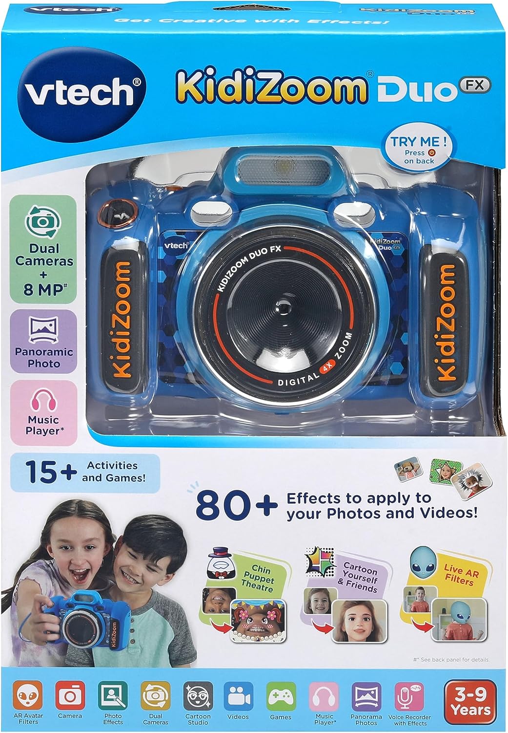 VTech KidiZoom Duo FX – 8-MP-Doppelkamera mit AR-Filtern und Spielen für Kinder