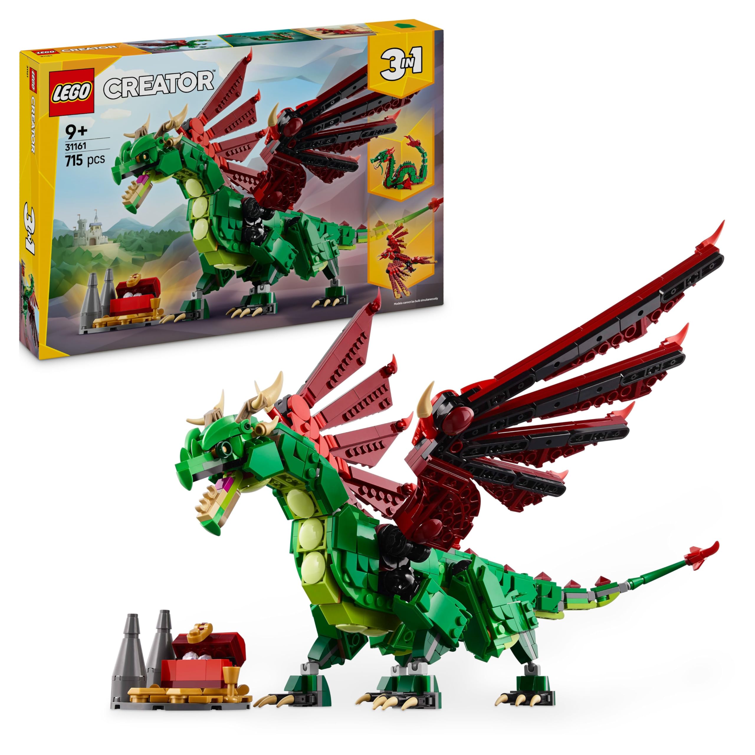 LEGO Creator 3in1 Medieval Dragon Toy - Build a Dragon, Sea Serpent or Phoenix | 715 Pieces