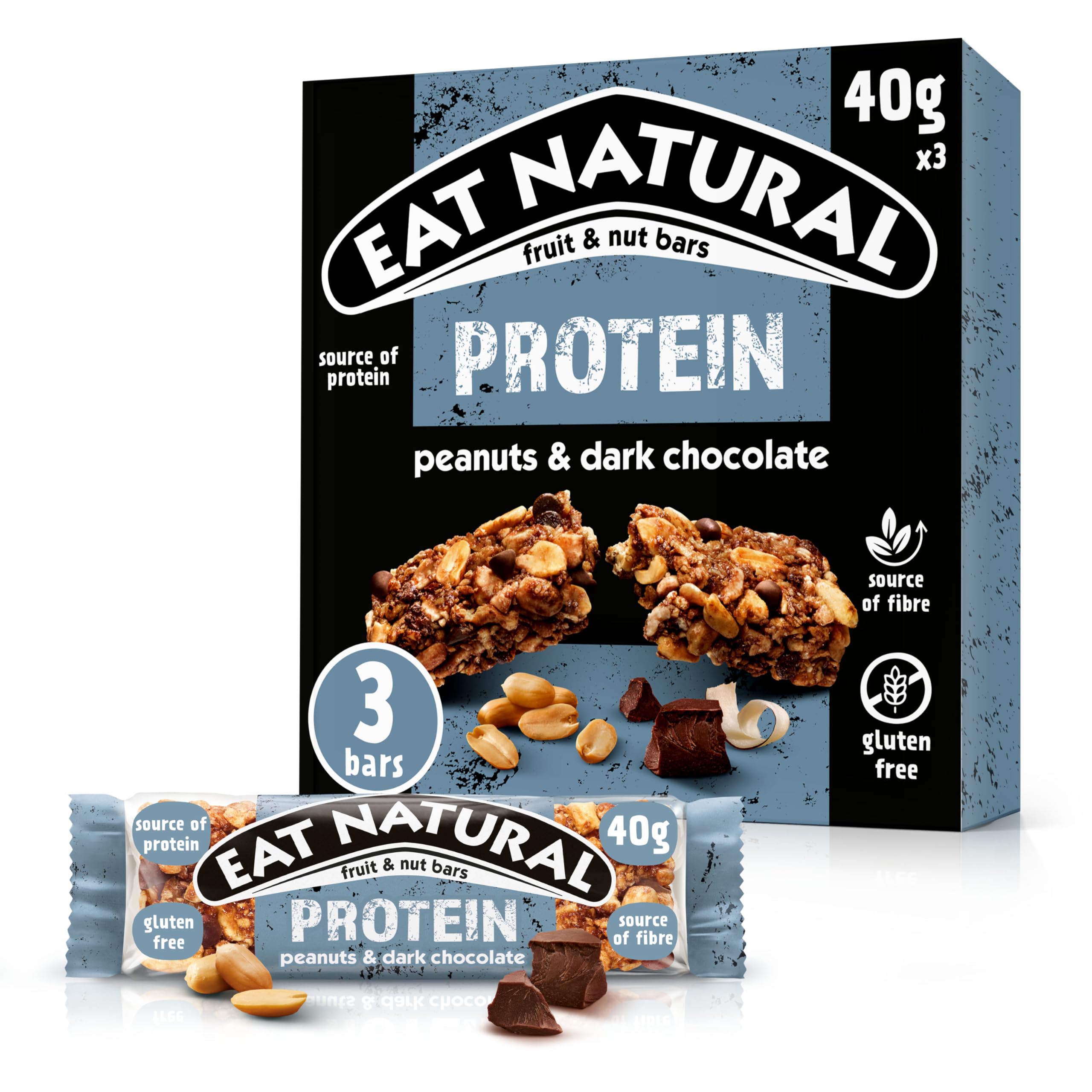 Eat Natural Protein Packed Energy Bars mit Erdnüssen und Schokolade, 3er-Pack, 120 g