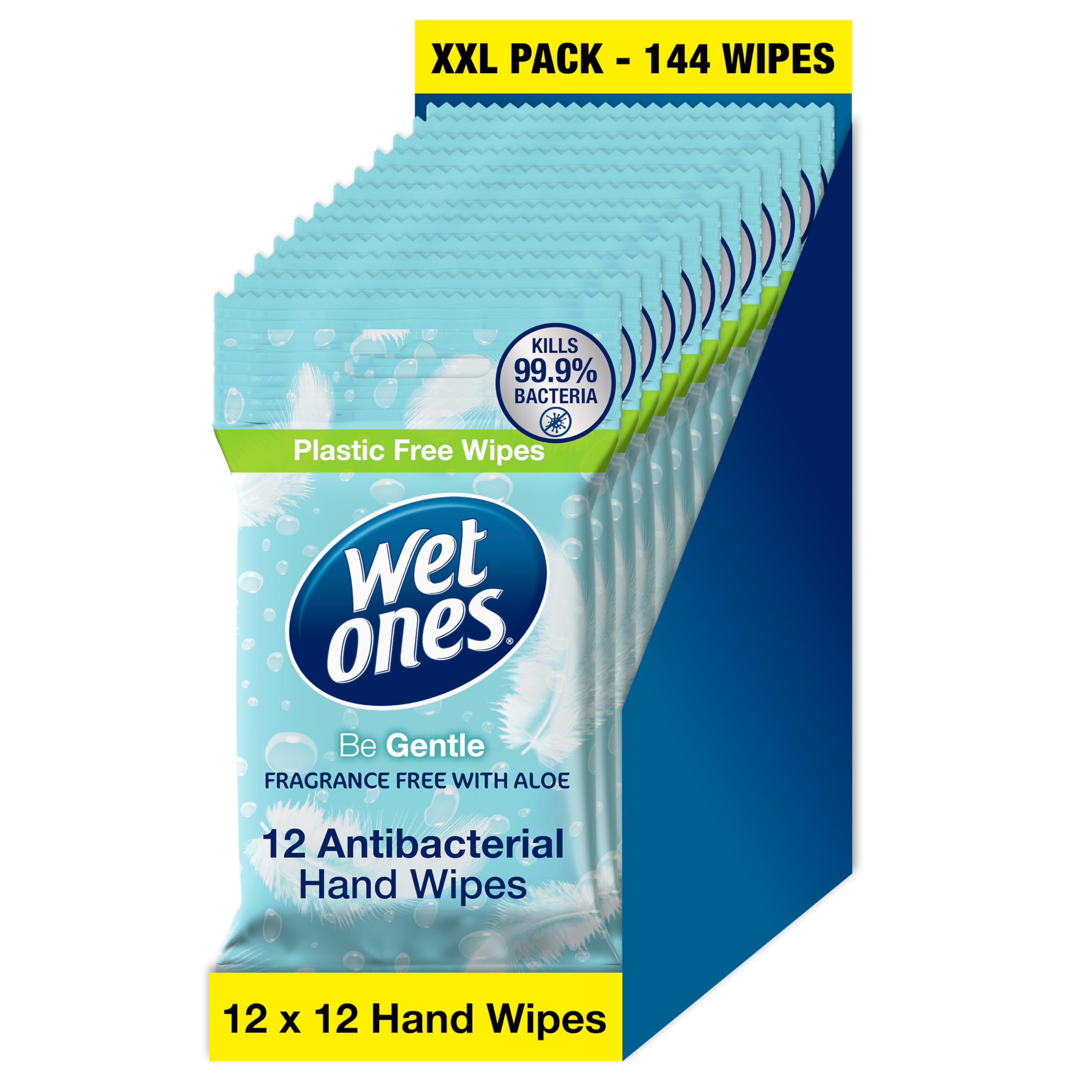 Wet Ones Be Gentle Plastic-Free Antibacterial Pocket Hand Wipes