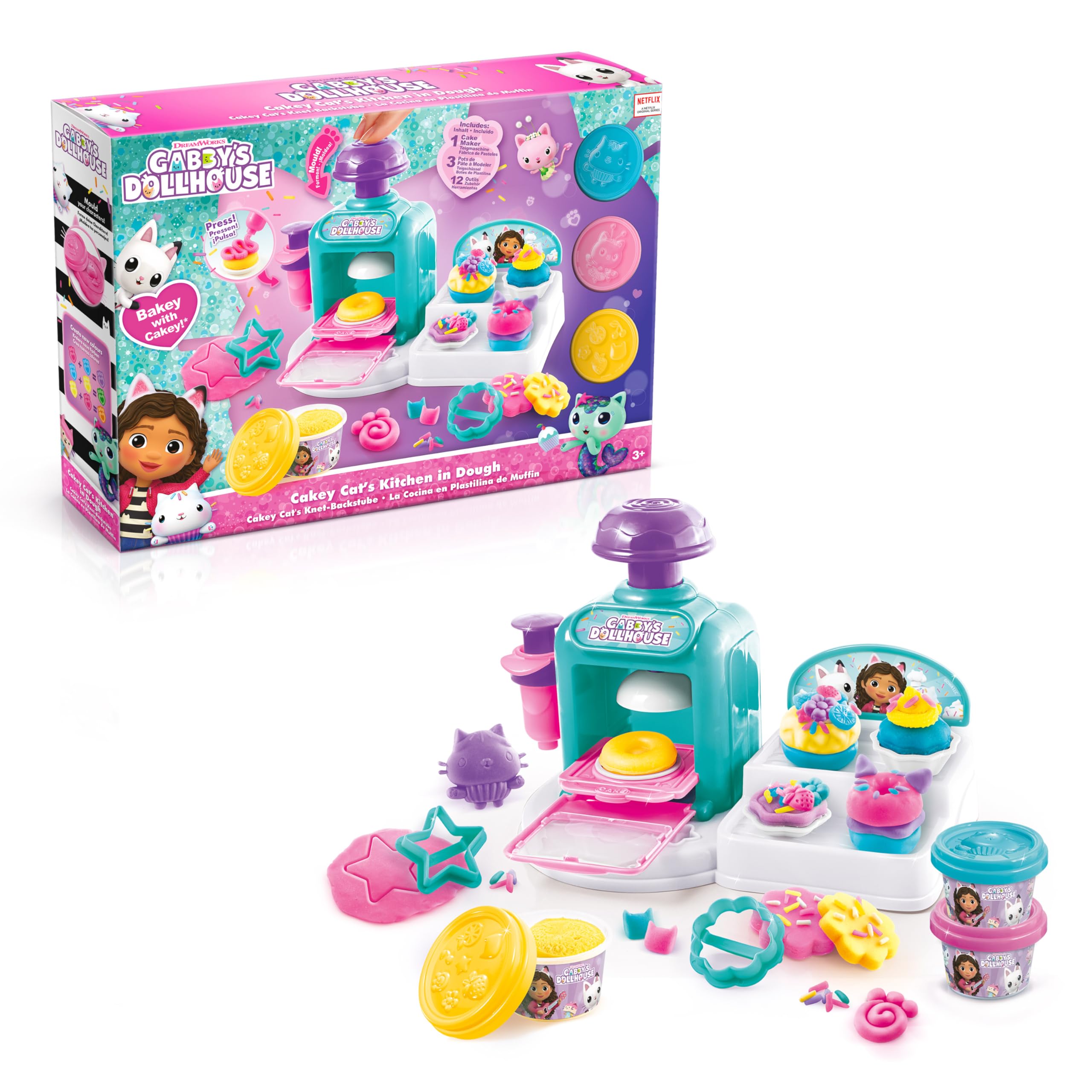 Gabby's Dollhouse Cakey Cat’s Dough Kitchen - Pretend Play Baking Set