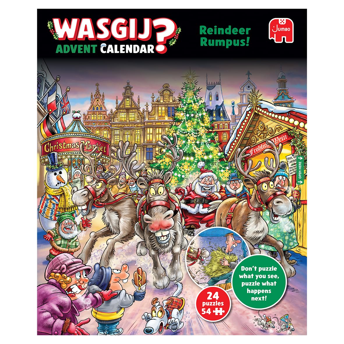 Wasgij Christmas Puzzle Advent Calendar 2025 - Reindeer Rumpus! 24 Daily 54-Piece Jigsaw Challenges