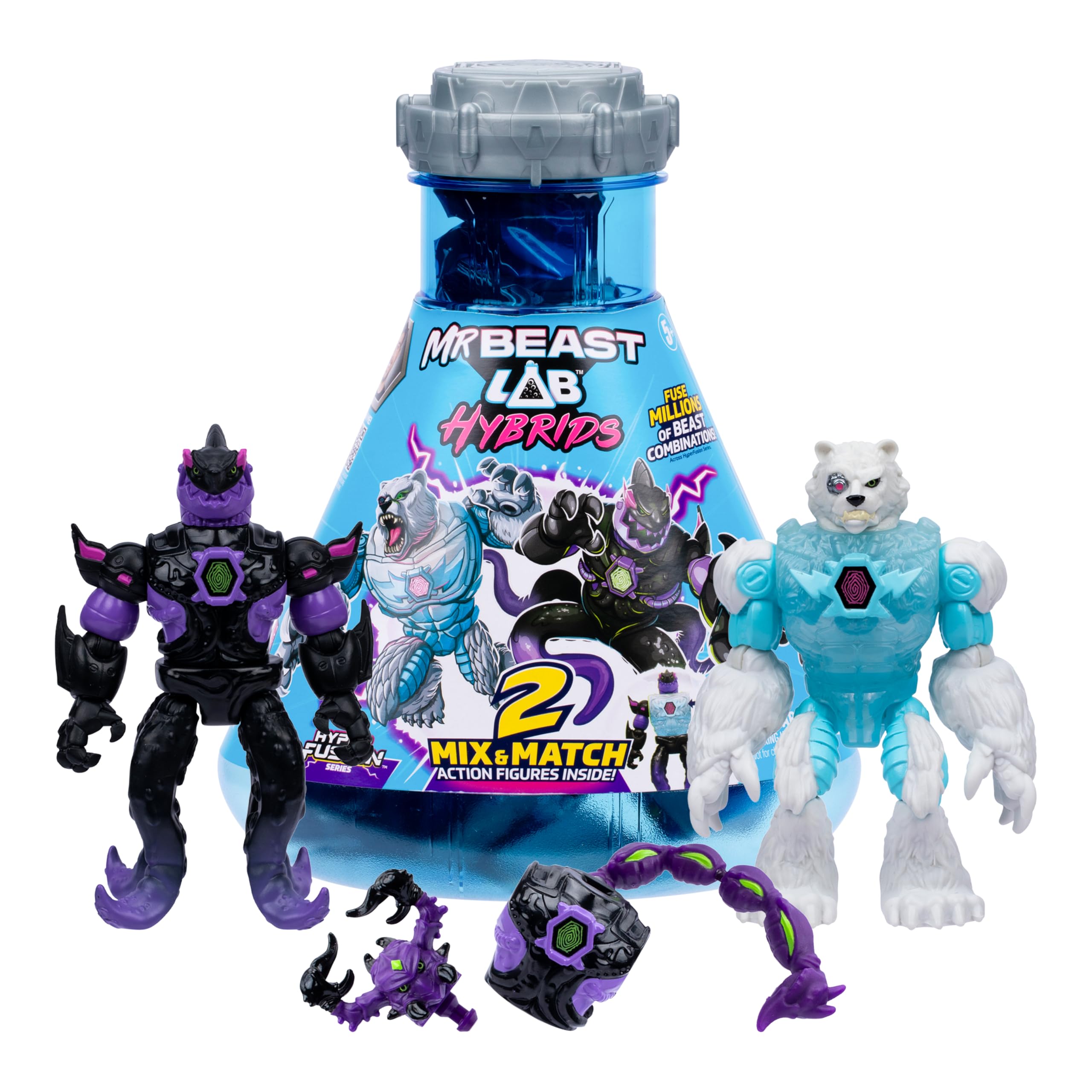 MRBEAST LAB Hybrids Multi Pack Action Figures - Create 2 Figures, Gold