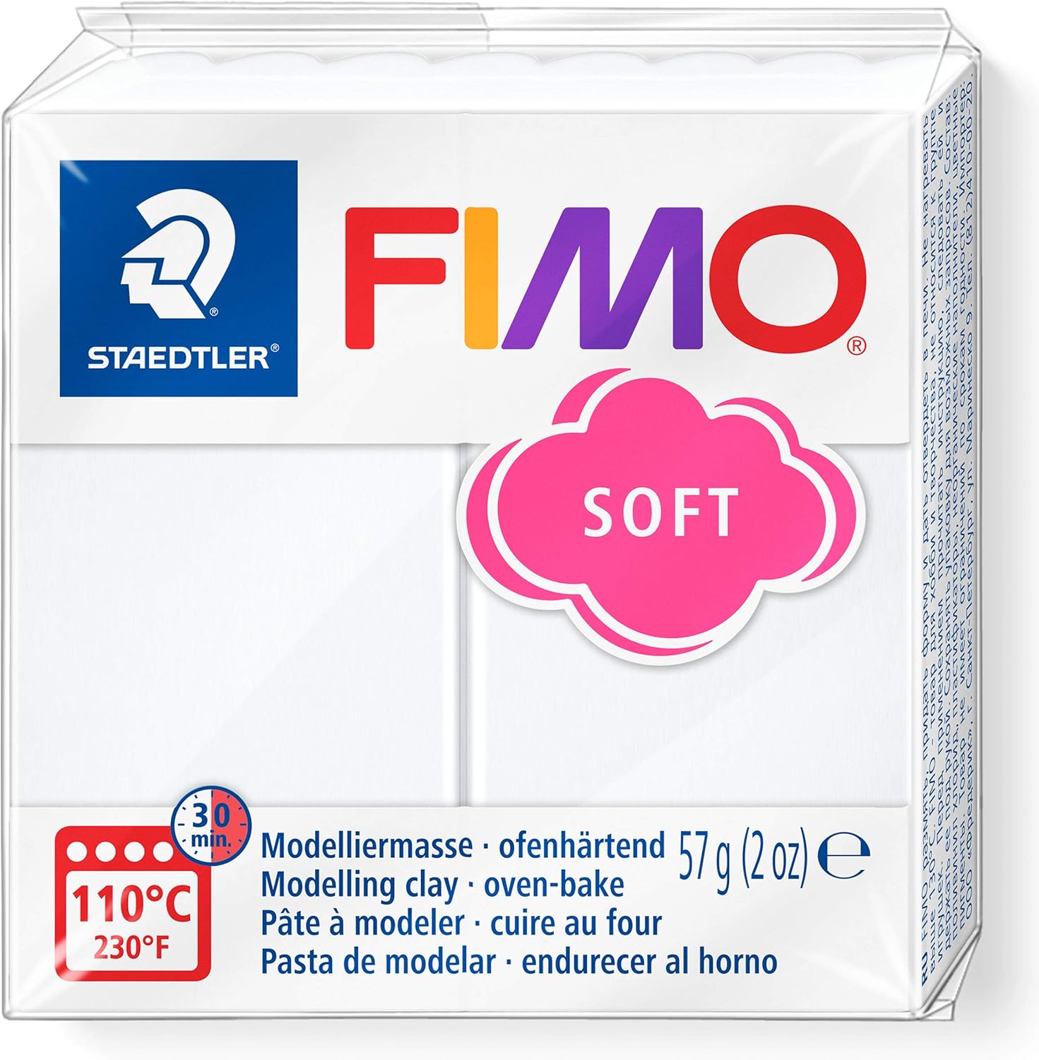 STAEDTLER Fimo Soft 57g Oven-Hardening Modelling Clay - White - Arts & Crafts for Creative Families